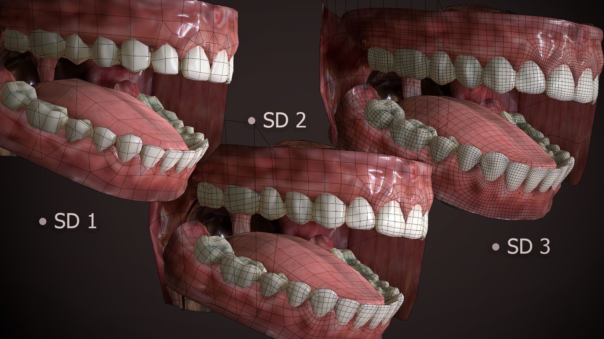 Great Teeth Collection - Mouth for character Low-poly 3D model_9