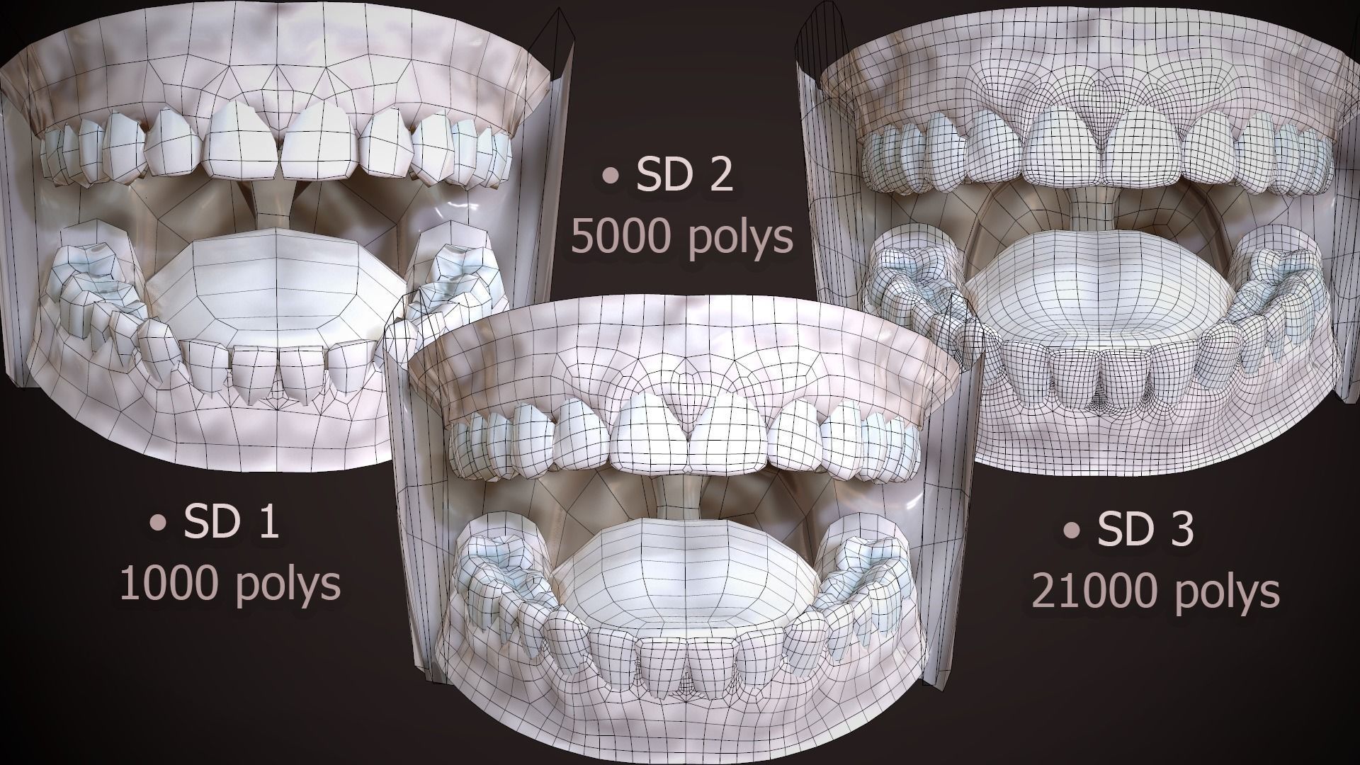 Great Teeth Collection - Mouth for character Low-poly 3D model_33