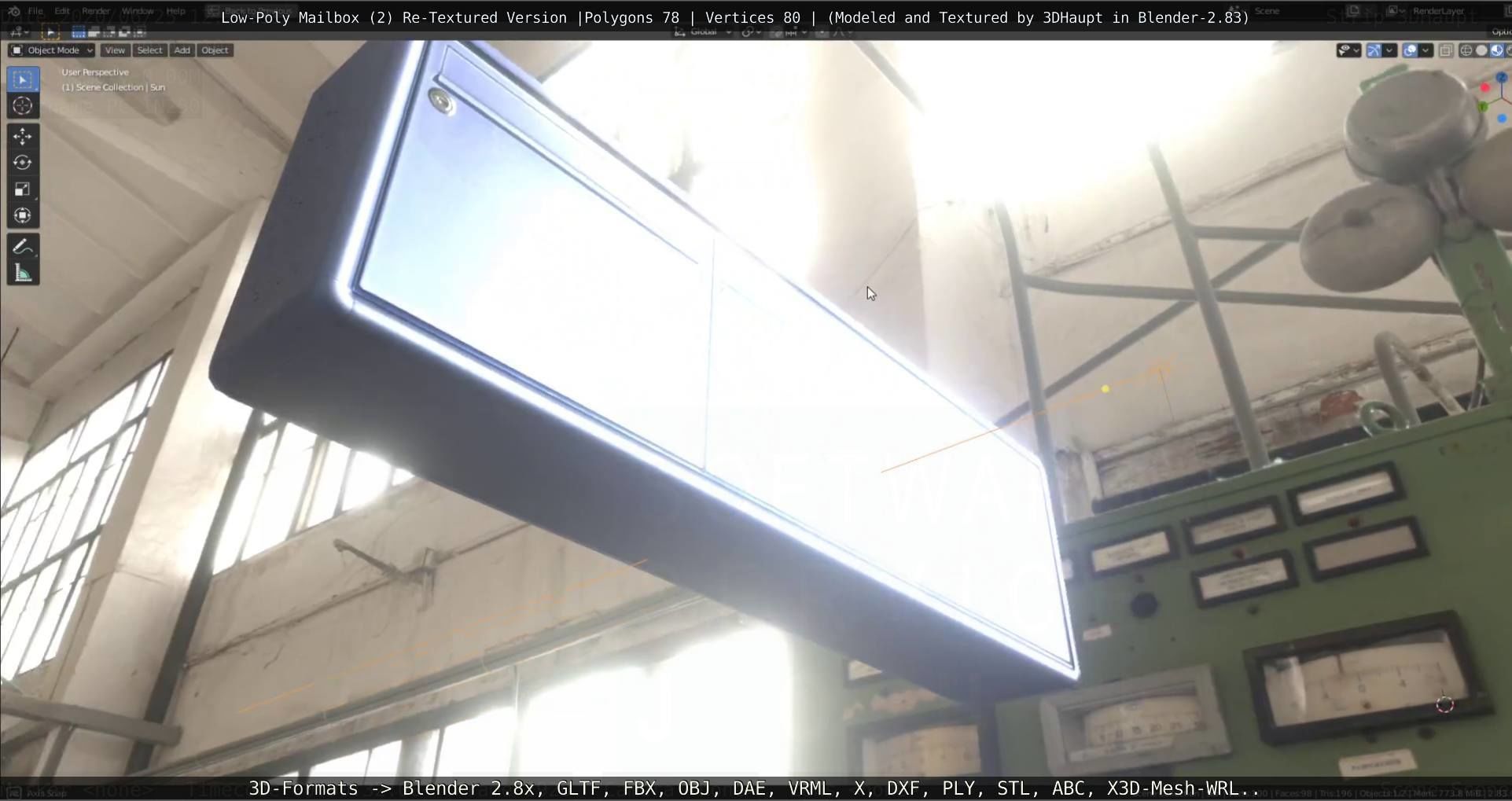 Blue Low-Poly Mailbox 2 Re-Textured Version Low-poly 3D model_58