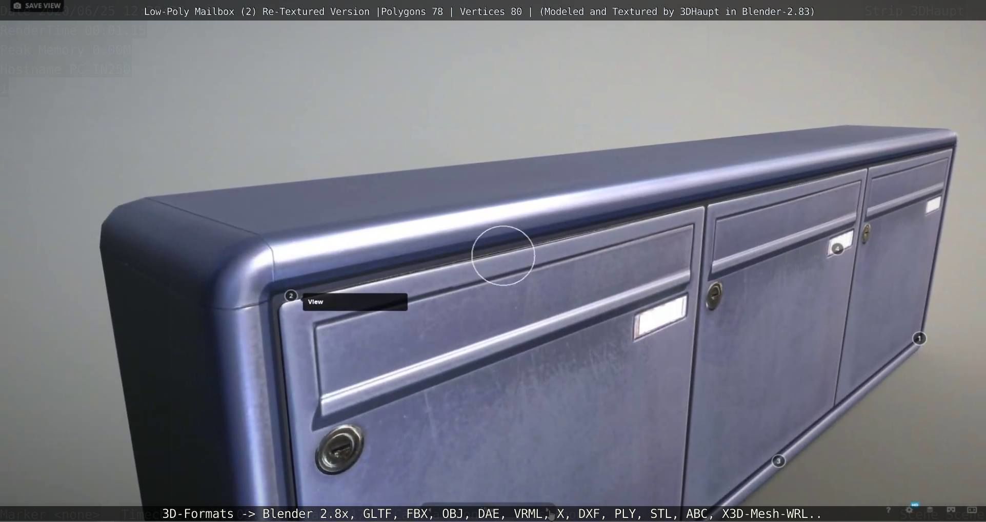 Blue Low-Poly Mailbox 2 Re-Textured Version Low-poly 3D model_94