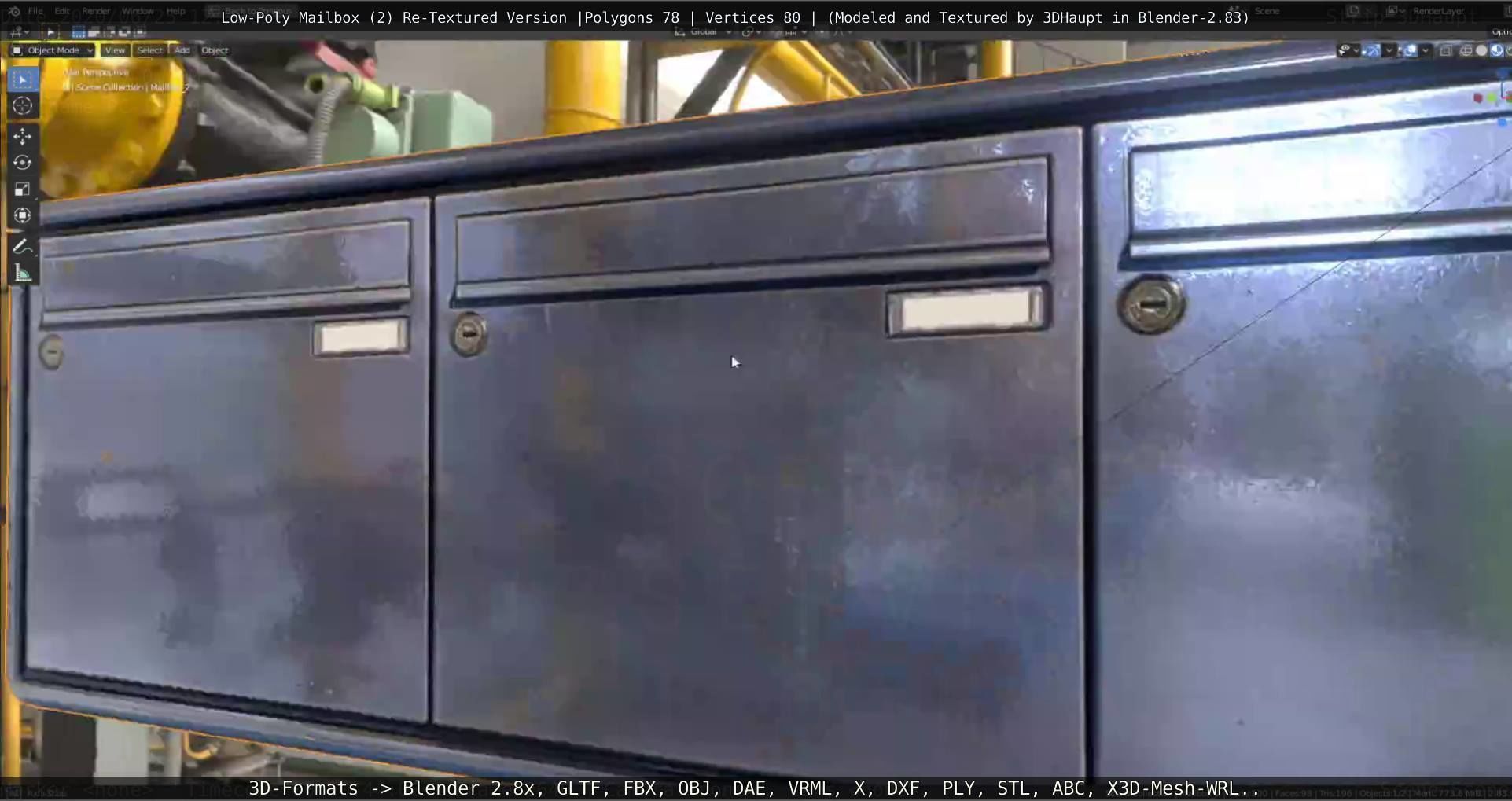 Blue Low-Poly Mailbox 2 Re-Textured Version Low-poly 3D model_72