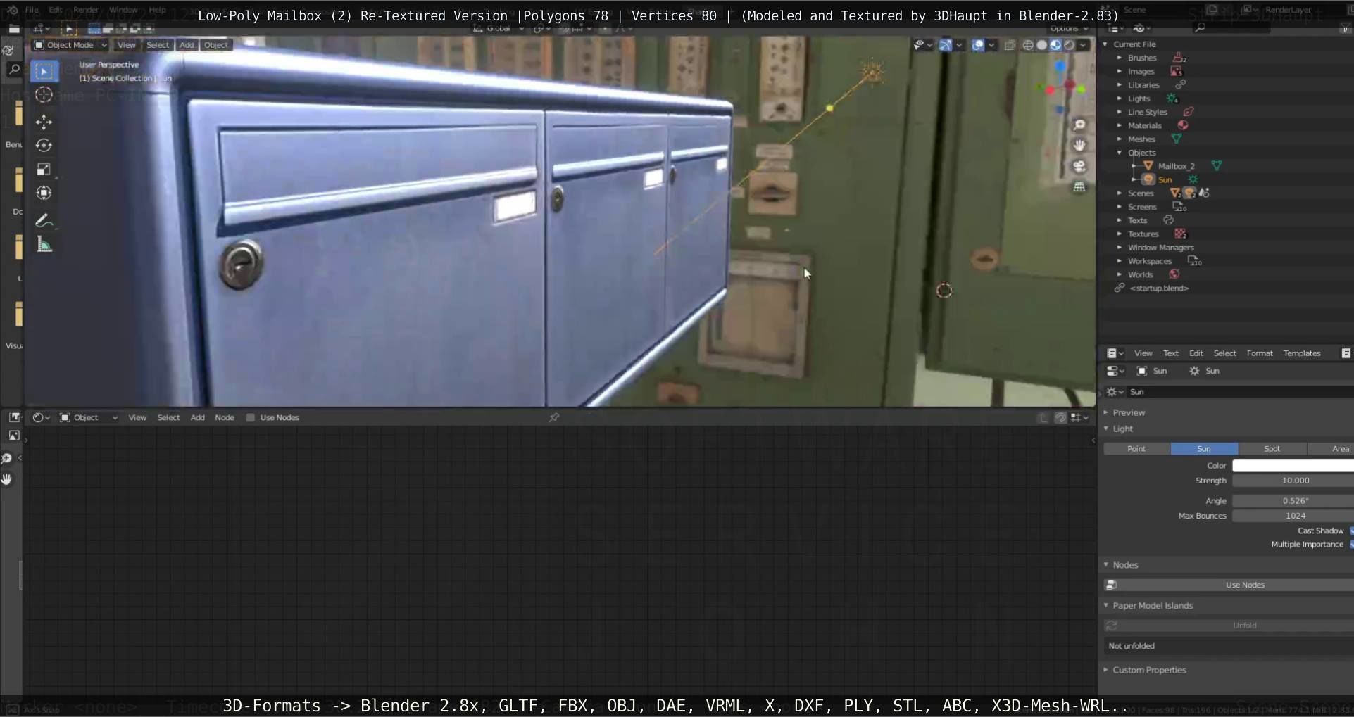 Blue Low-Poly Mailbox 2 Re-Textured Version Low-poly 3D model_56