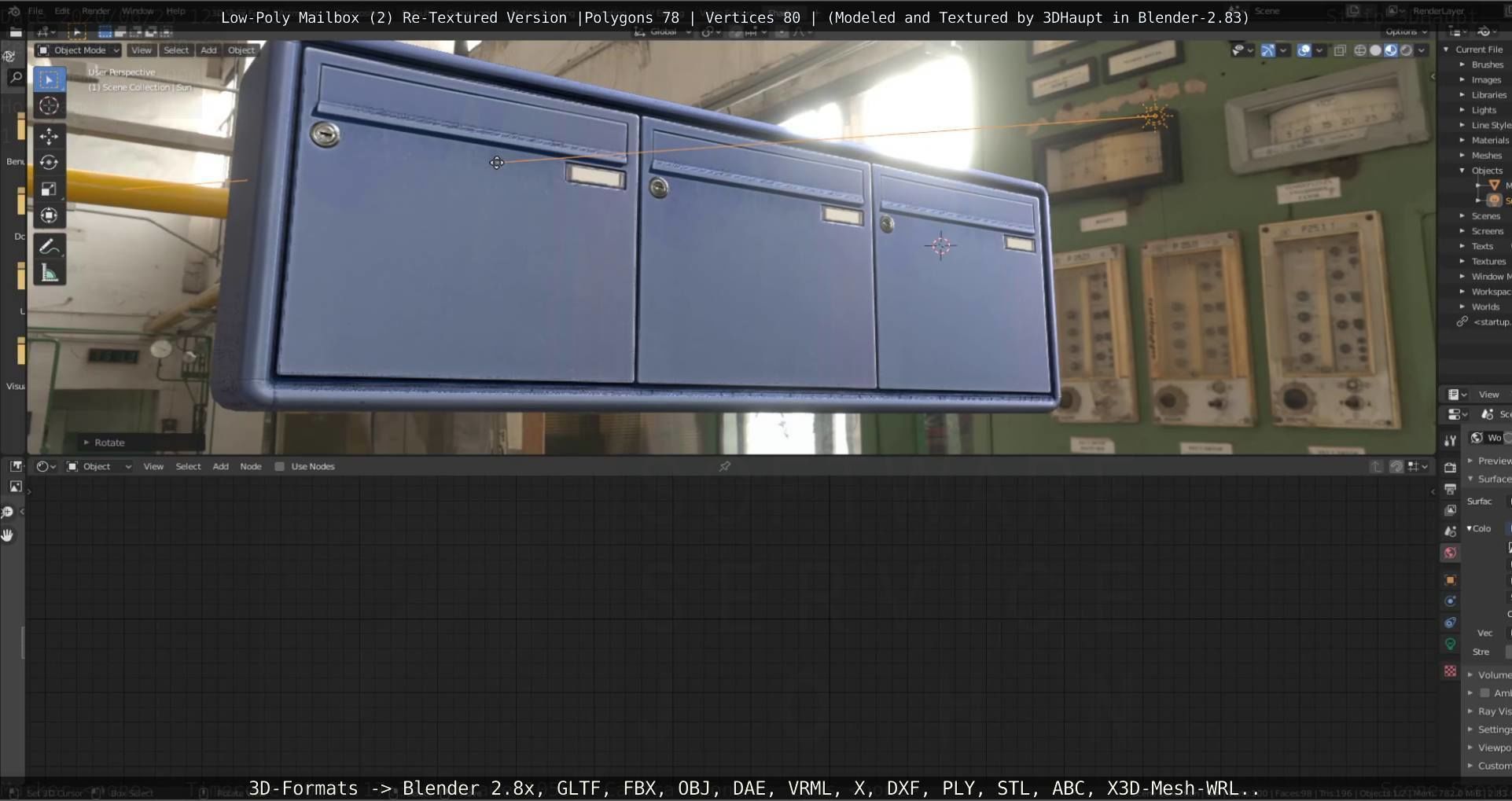 Blue Low-Poly Mailbox 2 Re-Textured Version Low-poly 3D model_41
