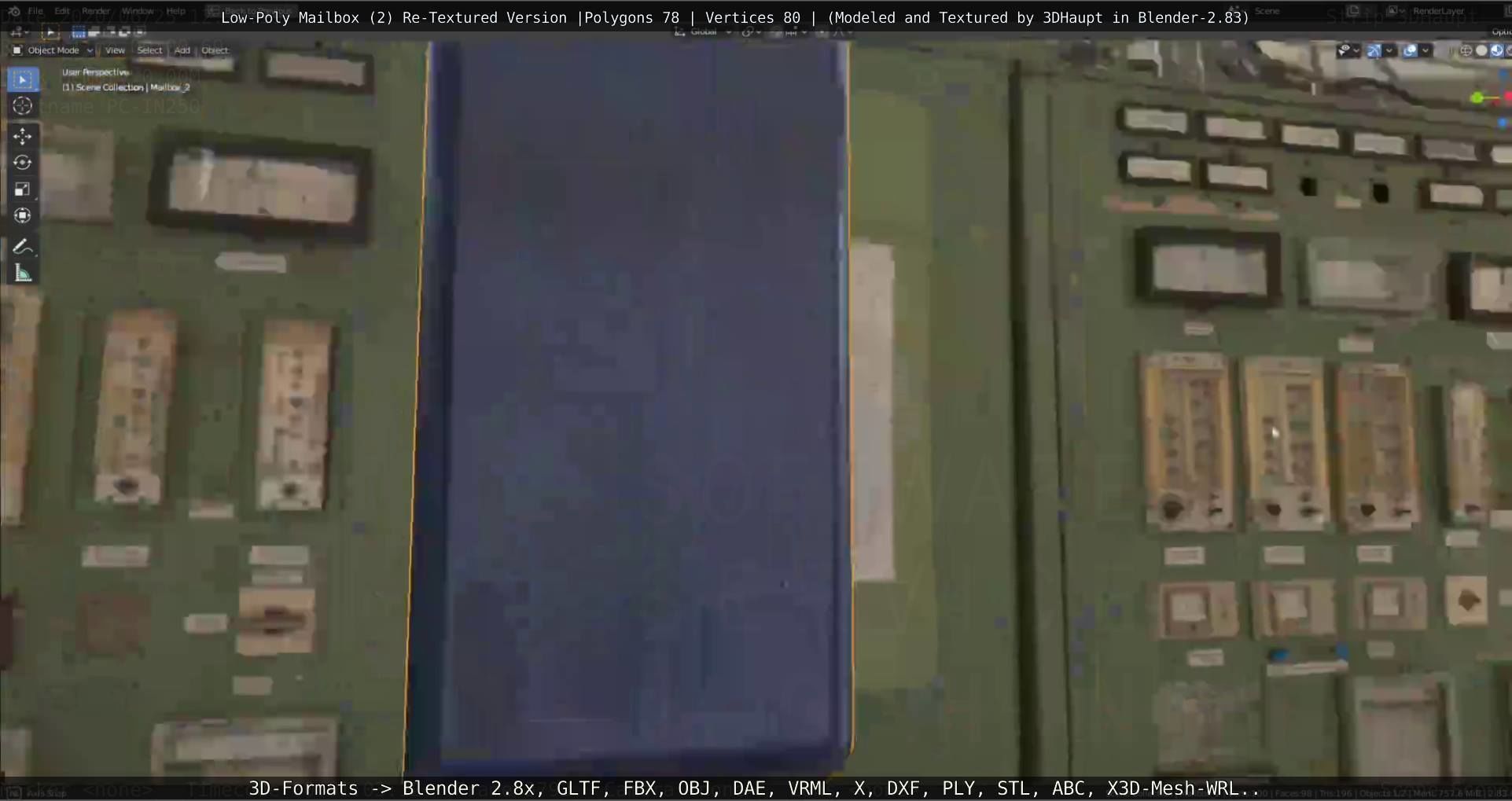 Blue Low-Poly Mailbox 2 Re-Textured Version Low-poly 3D model_89