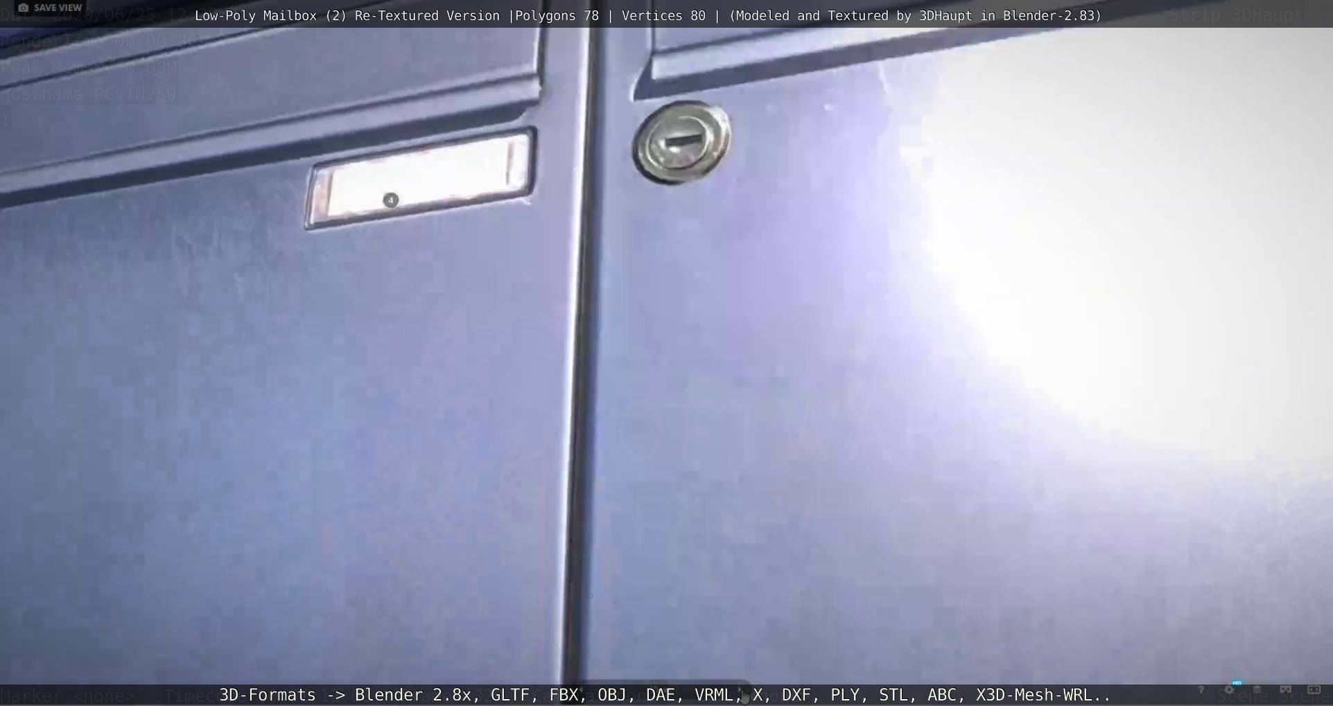 Blue Low-Poly Mailbox 2 Re-Textured Version Low-poly 3D model_97