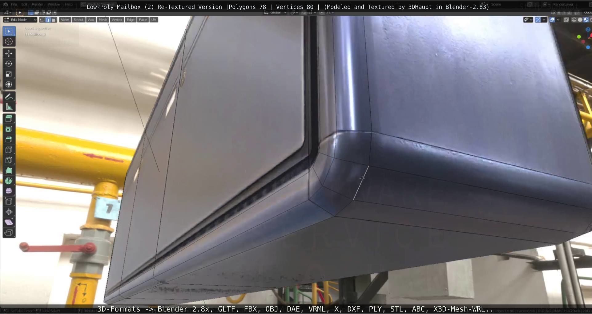 Blue Low-Poly Mailbox 2 Re-Textured Version Low-poly 3D model_85