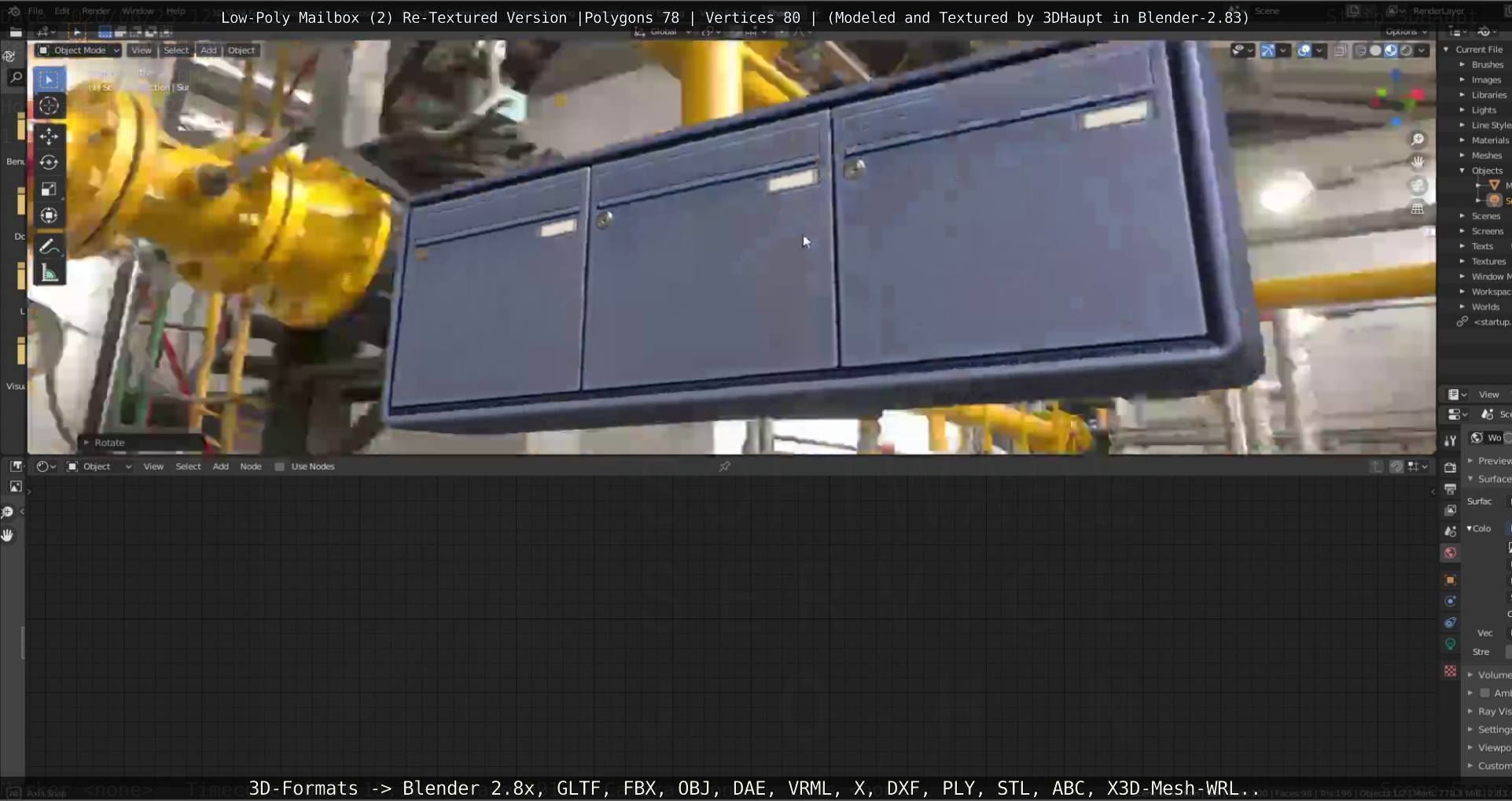 Blue Low-Poly Mailbox 2 Re-Textured Version Low-poly 3D model_38