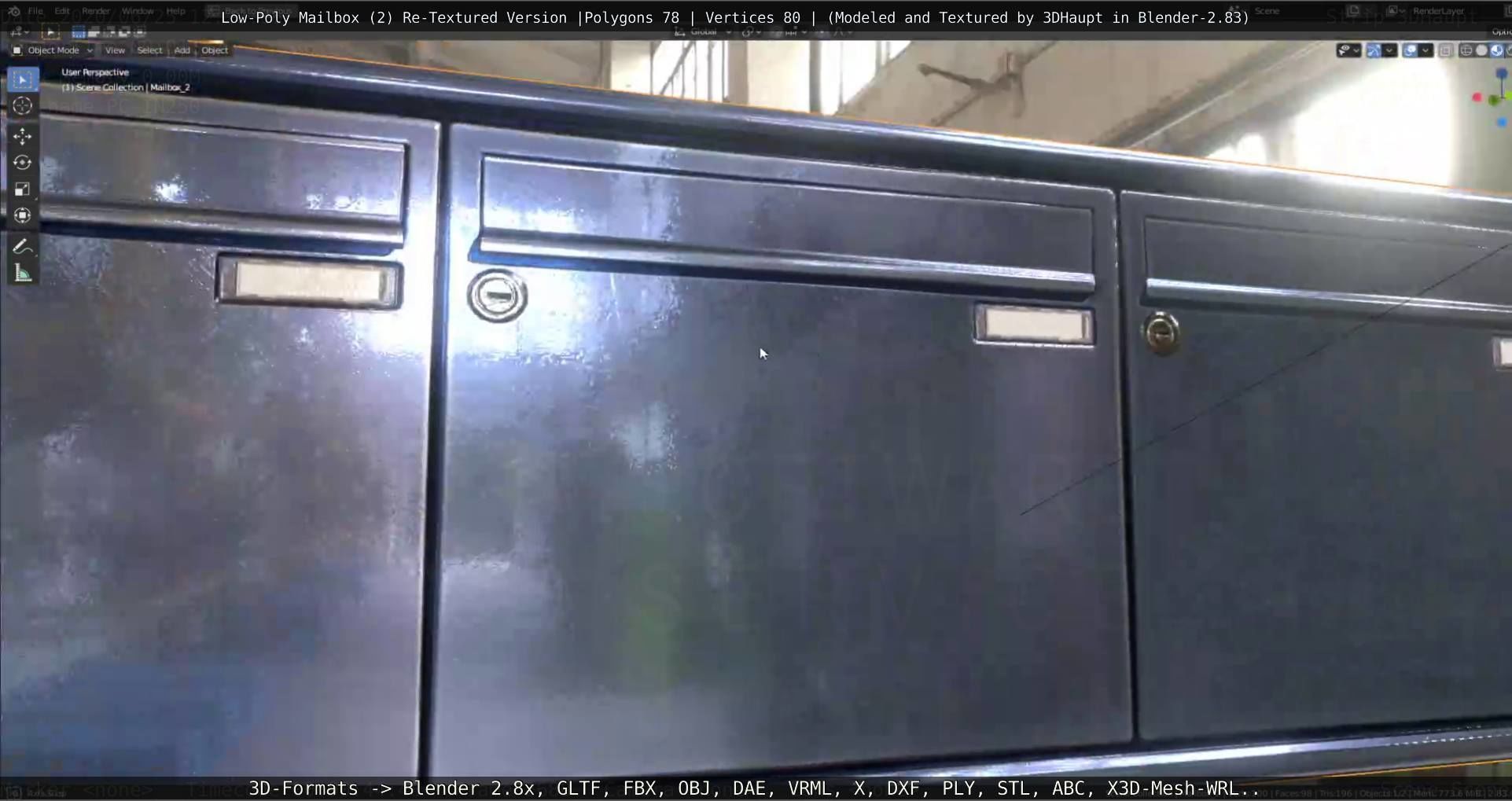 Blue Low-Poly Mailbox 2 Re-Textured Version Low-poly 3D model_73