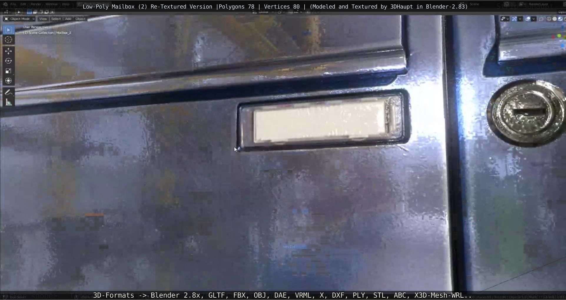 Blue Low-Poly Mailbox 2 Re-Textured Version Low-poly 3D model_17