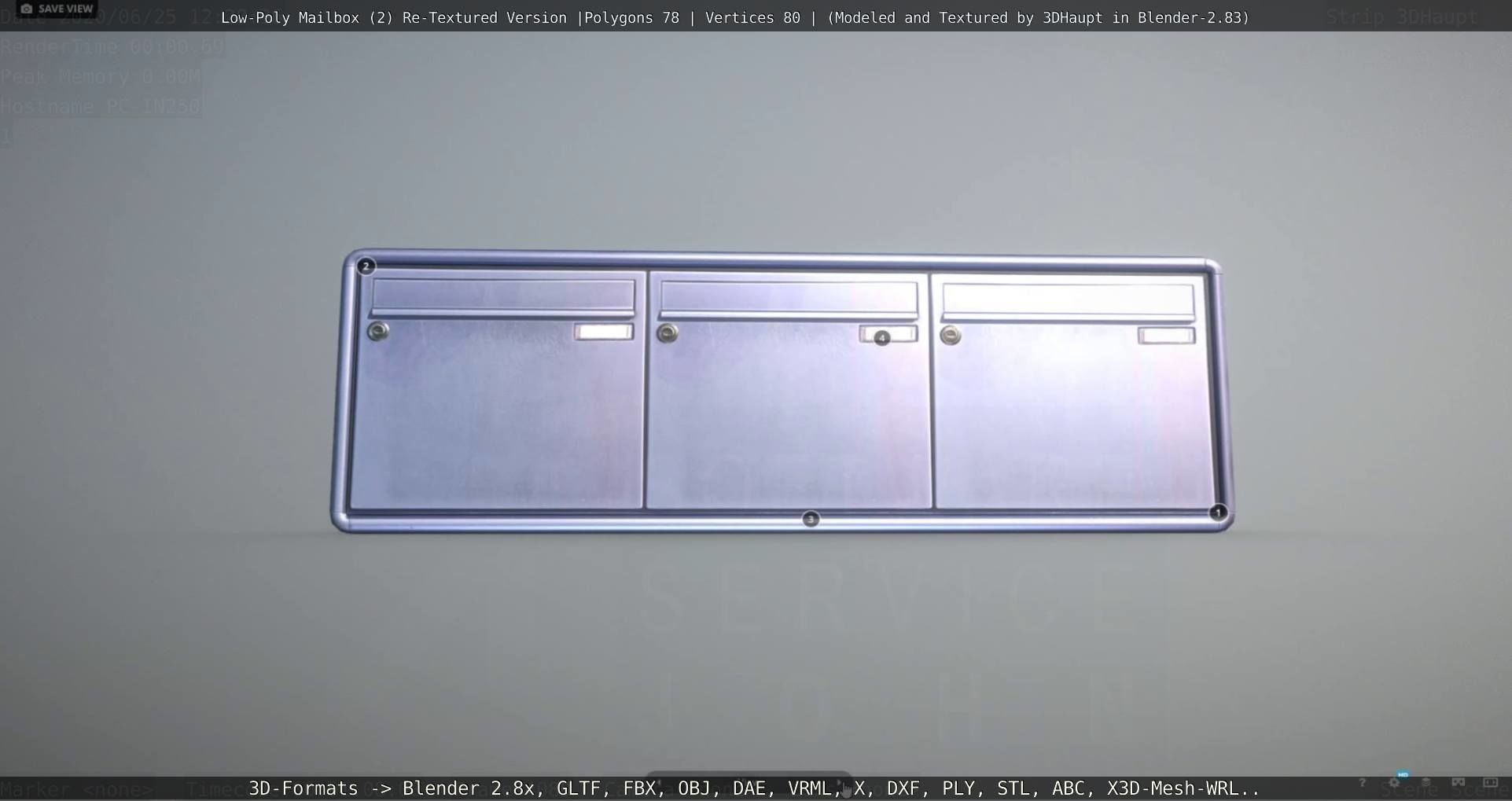 Blue Low-Poly Mailbox 2 Re-Textured Version Low-poly 3D model_93