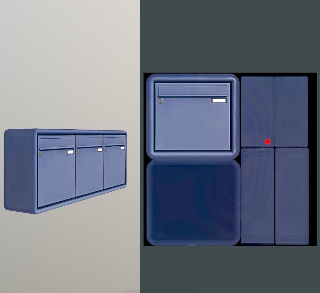 Blue Low-Poly Mailbox 2 Re-Textured Version Low-poly 3D model_4