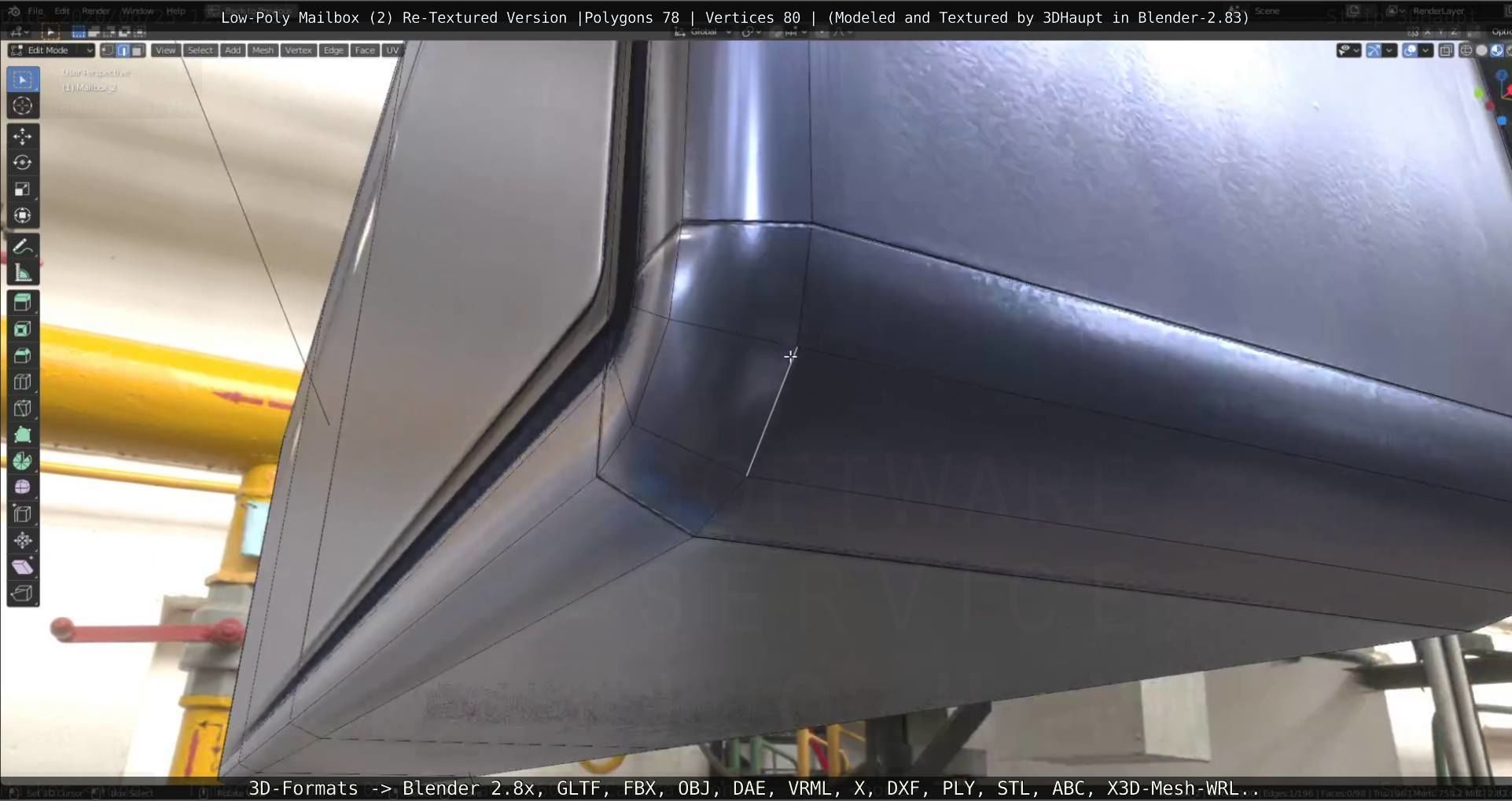 Blue Low-Poly Mailbox 2 Re-Textured Version Low-poly 3D model_23