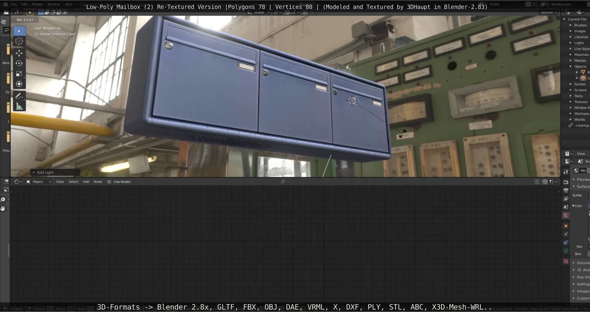 Blue Low-Poly Mailbox 2 Re-Textured Version Low-poly 3D model_31