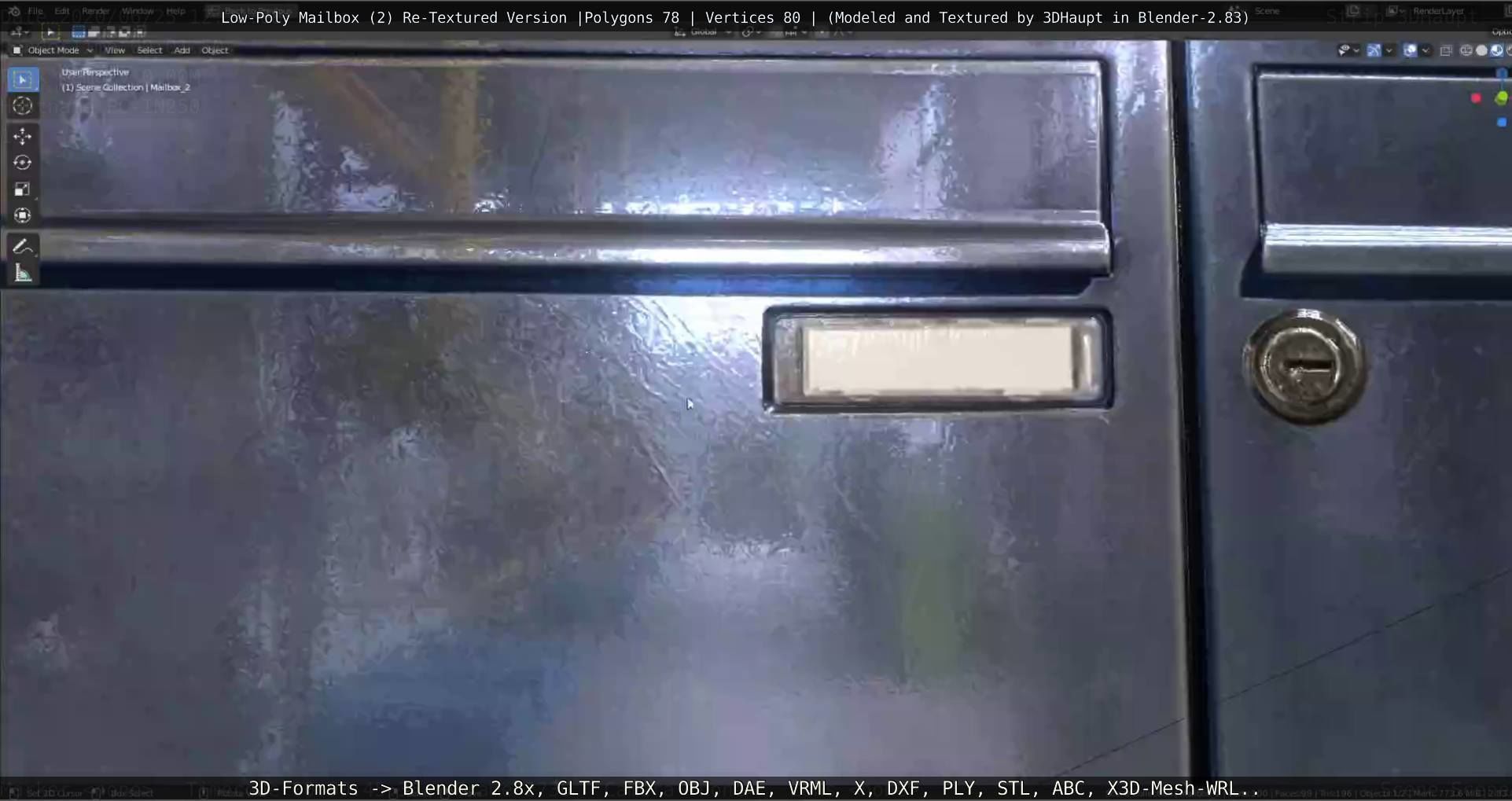 Blue Low-Poly Mailbox 2 Re-Textured Version Low-poly 3D model_74