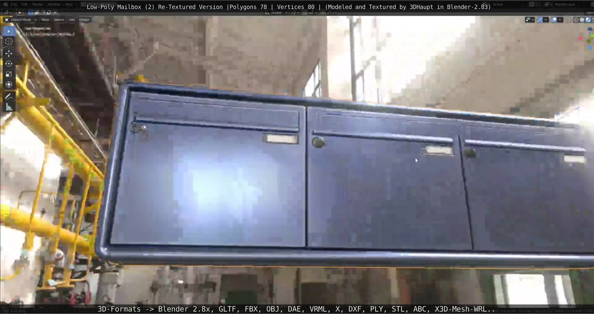 Blue Low-Poly Mailbox 2 Re-Textured Version Low-poly 3D model_91