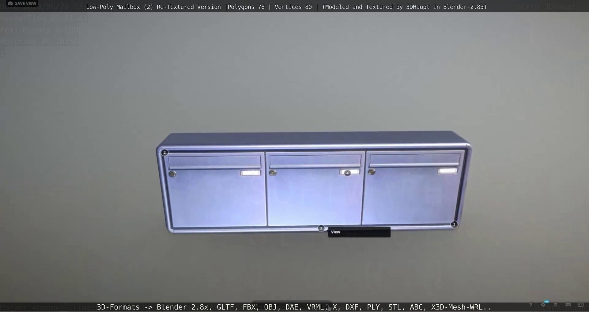 Blue Low-Poly Mailbox 2 Re-Textured Version Low-poly 3D model_95