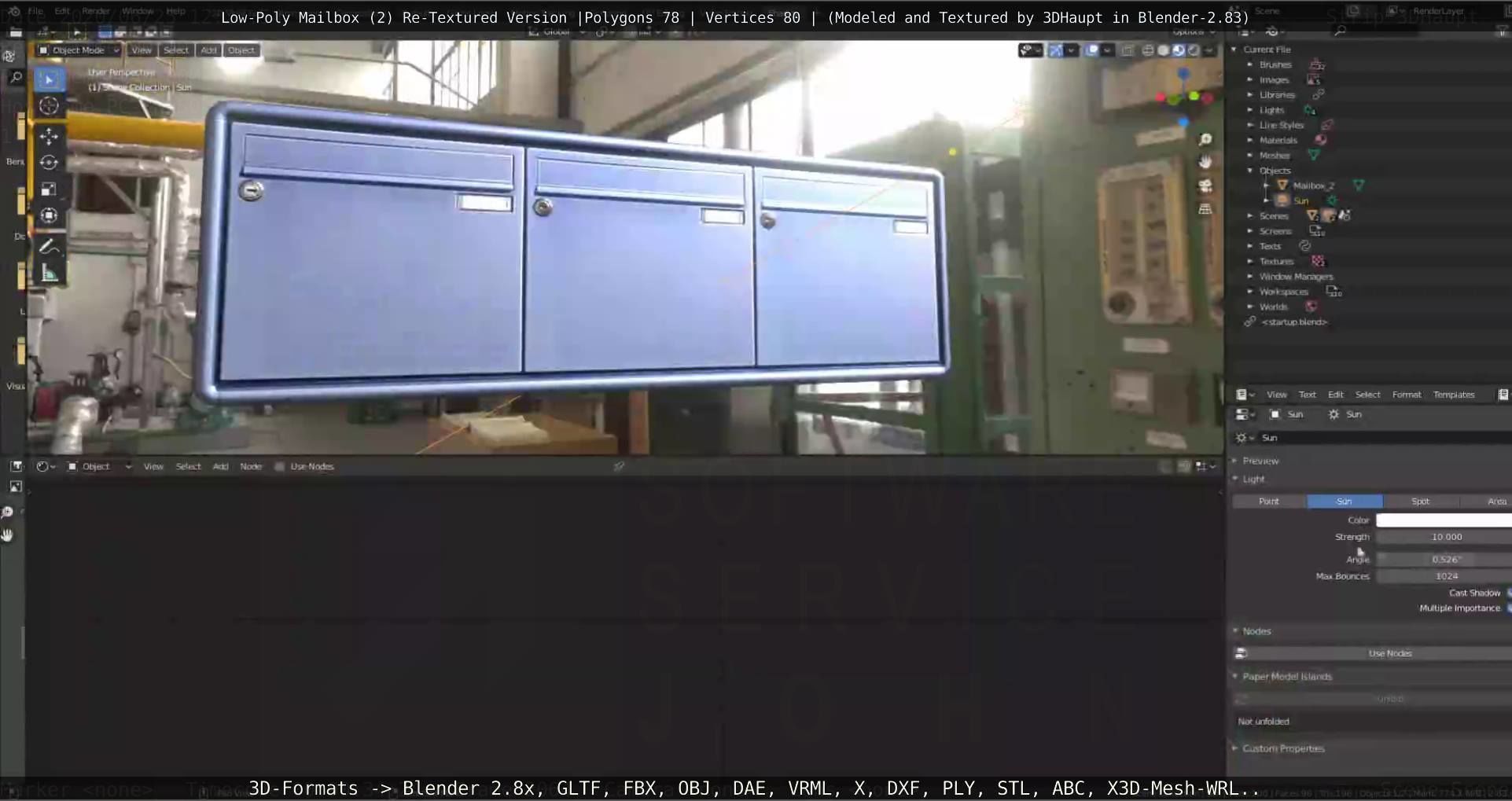 Blue Low-Poly Mailbox 2 Re-Textured Version Low-poly 3D model_61