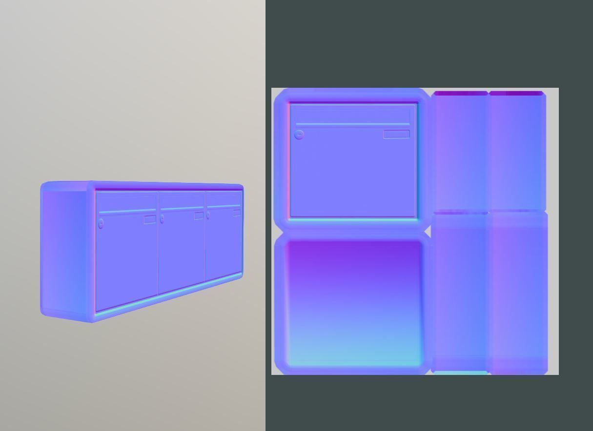 Blue Low-Poly Mailbox 2 Re-Textured Version Low-poly 3D model_5