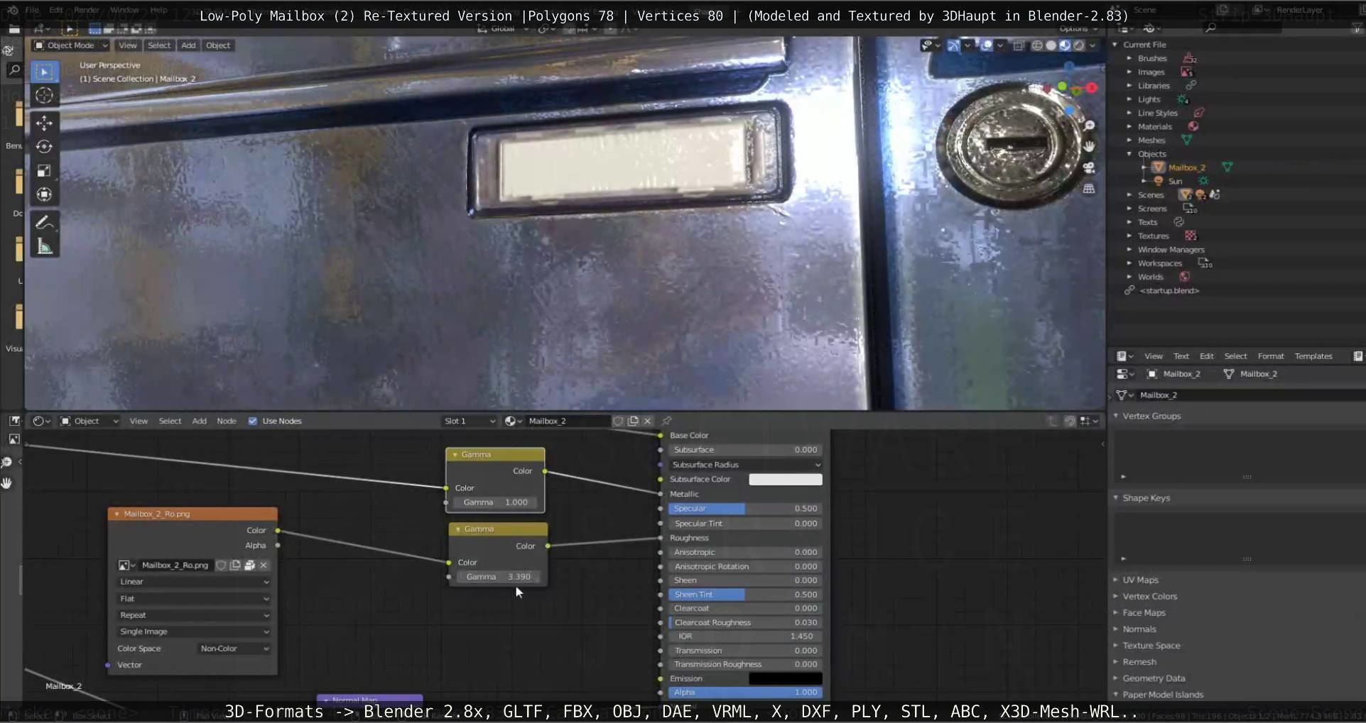 Blue Low-Poly Mailbox 2 Re-Textured Version Low-poly 3D model_75