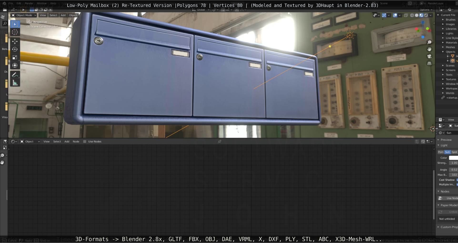 Blue Low-Poly Mailbox 2 Re-Textured Version Low-poly 3D model_52
