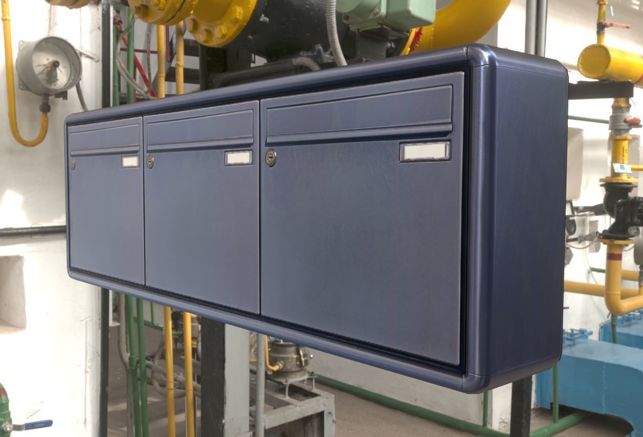 Blue Low-Poly Mailbox 2 Re-Textured Version Low-poly 3D model_2