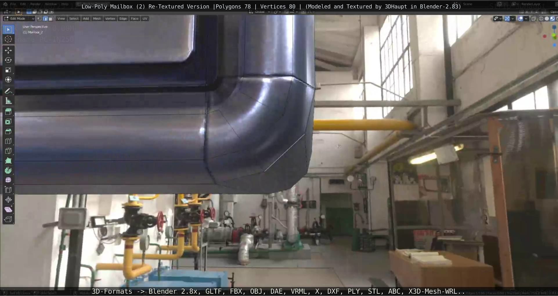 Blue Low-Poly Mailbox 2 Re-Textured Version Low-poly 3D model_24