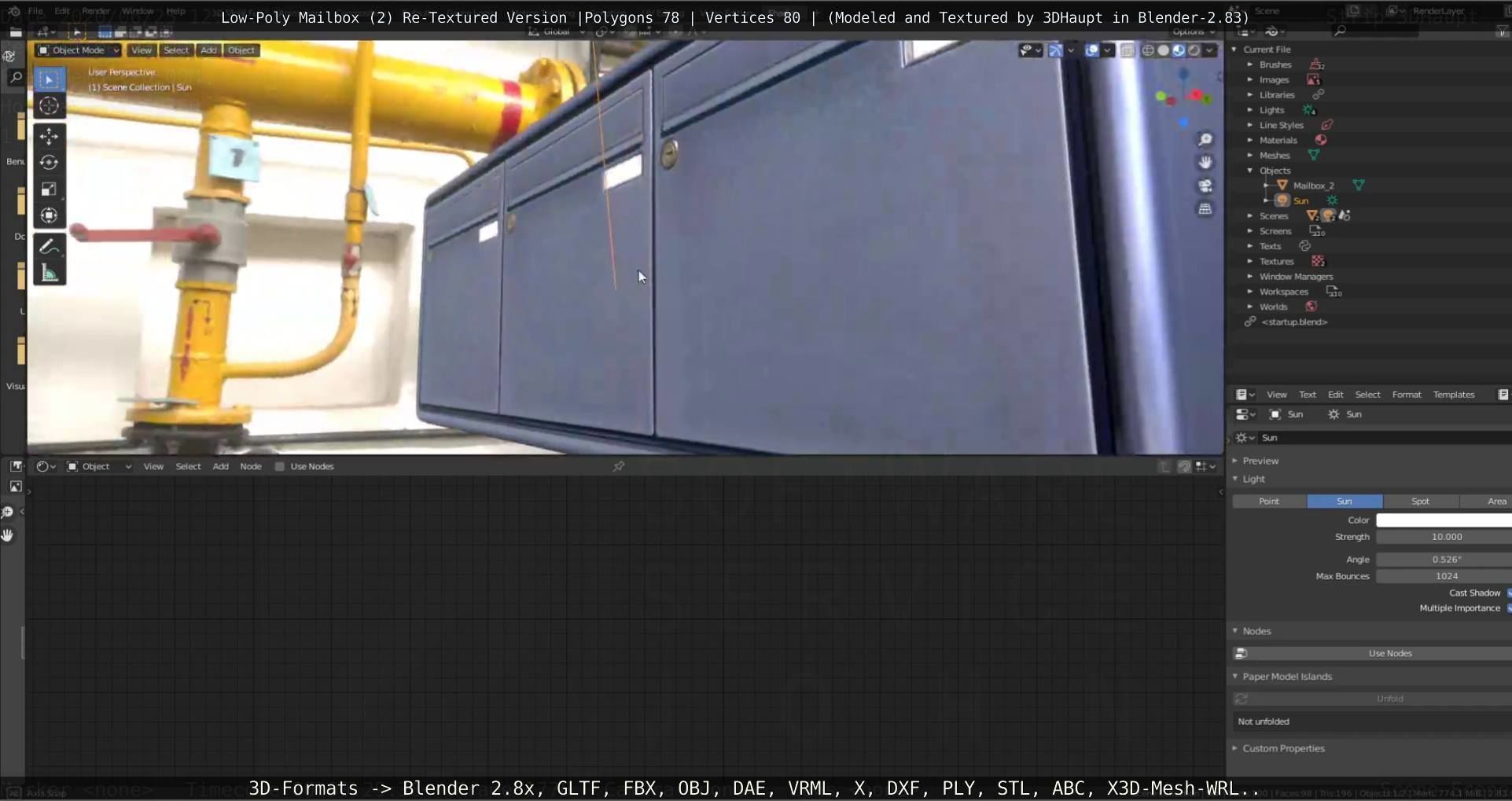 Blue Low-Poly Mailbox 2 Re-Textured Version Low-poly 3D model_55