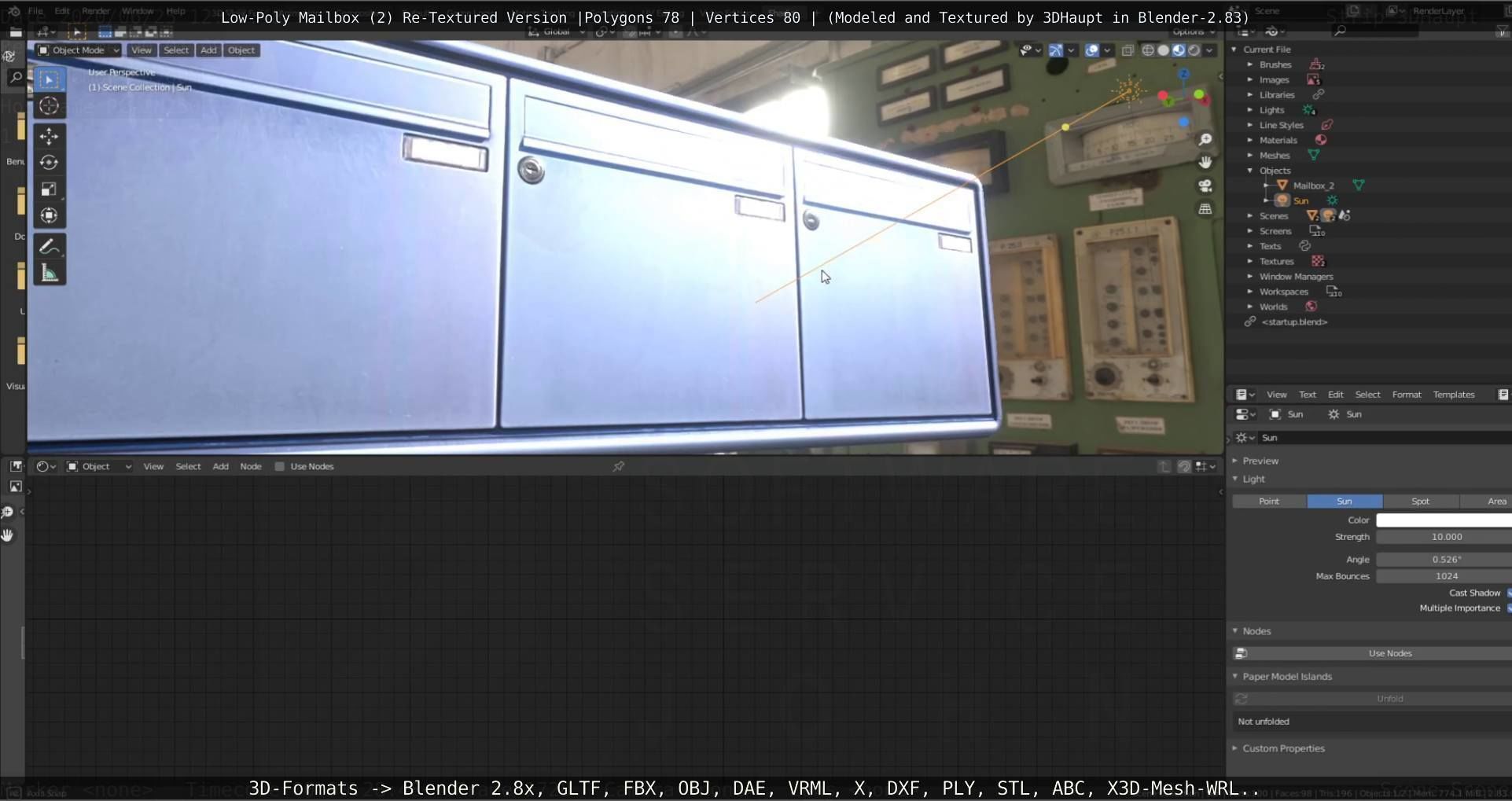 Blue Low-Poly Mailbox 2 Re-Textured Version Low-poly 3D model_54