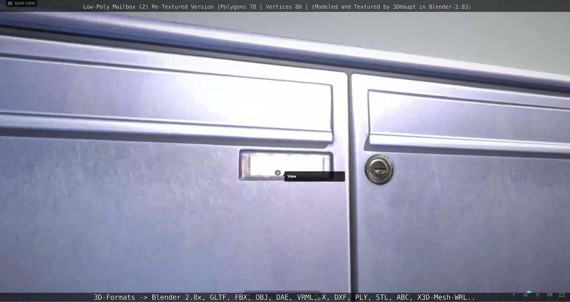 Blue Low-Poly Mailbox 2 Re-Textured Version Low-poly 3D model_96