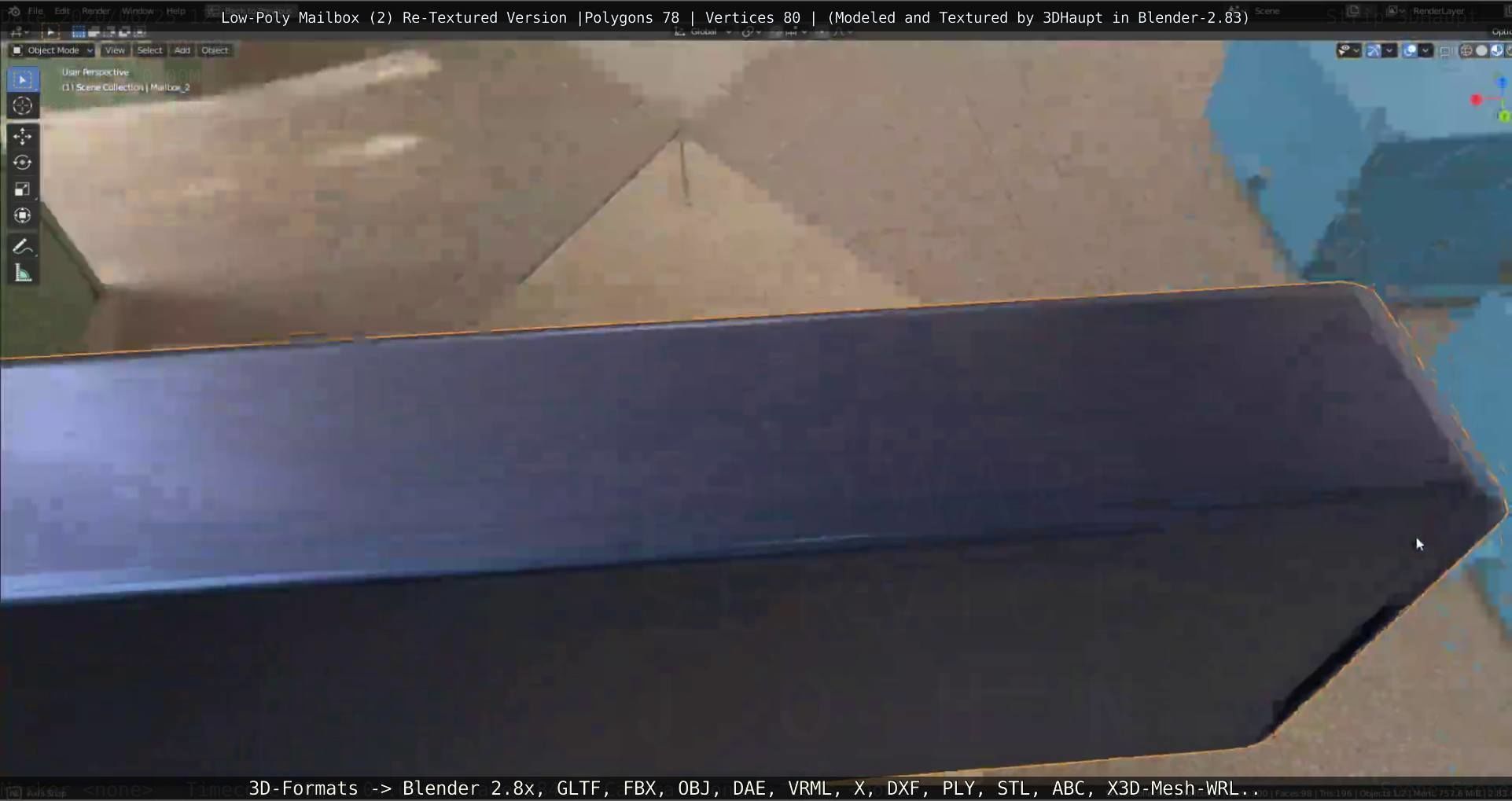 Blue Low-Poly Mailbox 2 Re-Textured Version Low-poly 3D model_90