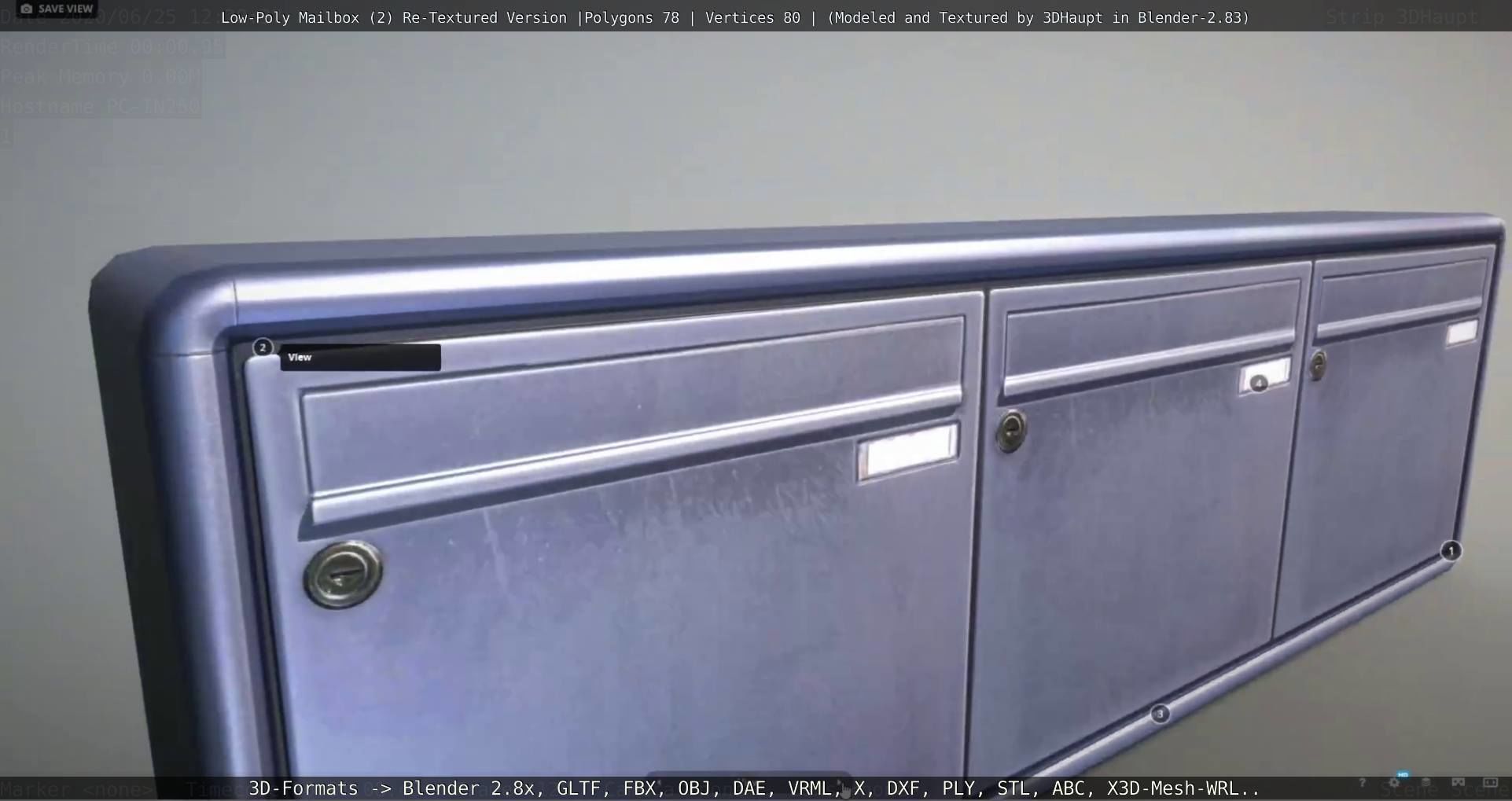 Blue Low-Poly Mailbox 2 Re-Textured Version Low-poly 3D model_26