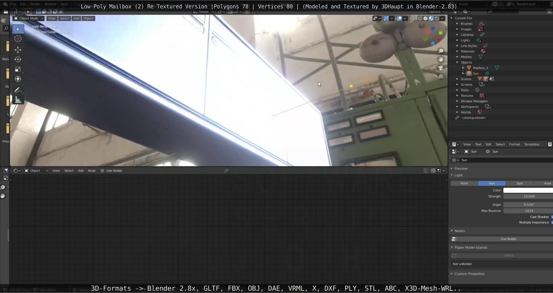 Blue Low-Poly Mailbox 2 Re-Textured Version Low-poly 3D model_57