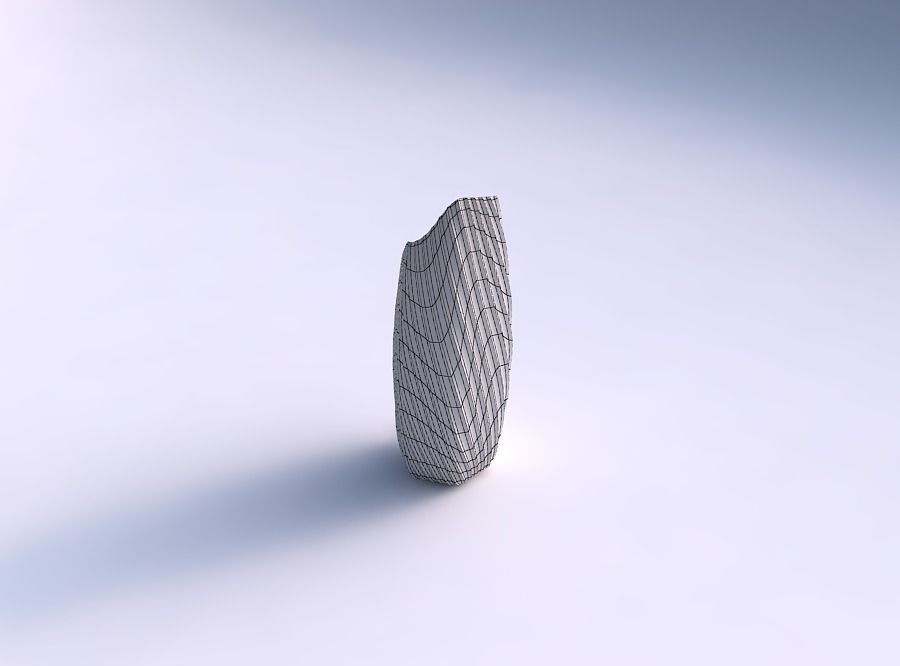 Vase bent hexagon with extruded vertical lines 2 3D print model_5