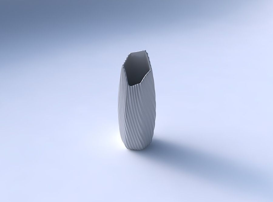 Vase bent hexagon with extruded vertical lines 2 3D print model_3