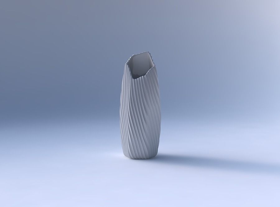 Vase bent hexagon with extruded vertical lines 2 3D print model_4