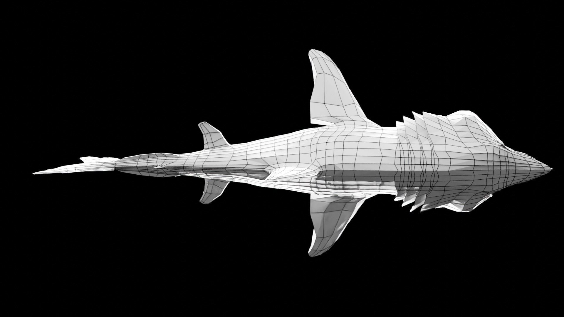 Lowpoly Basking Shark Low-poly 3D model_10