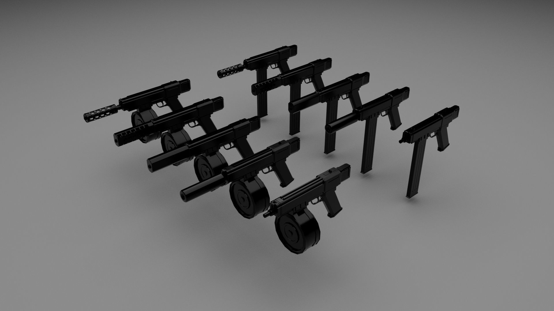 High quality non-branded semi-automatic gun kit Low-poly 3D model_2