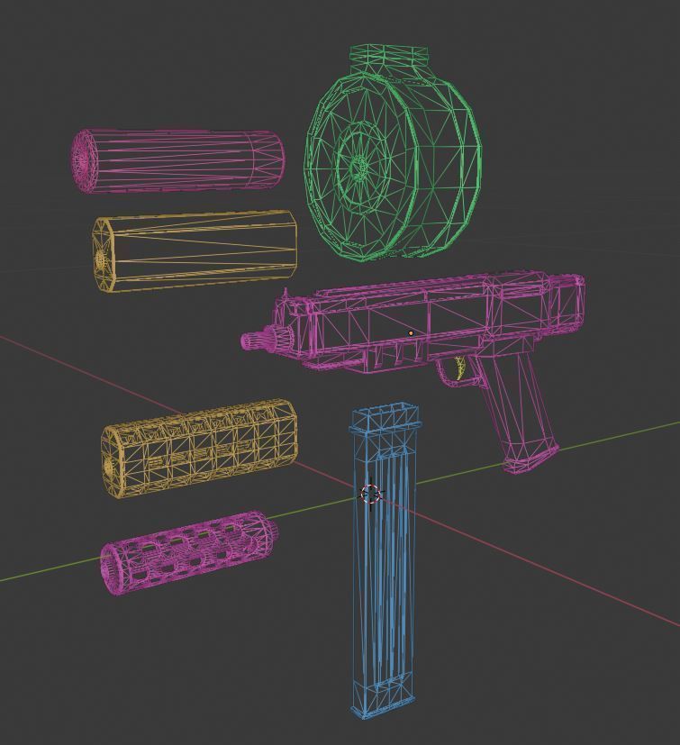 High quality non-branded semi-automatic gun kit Low-poly 3D model_6