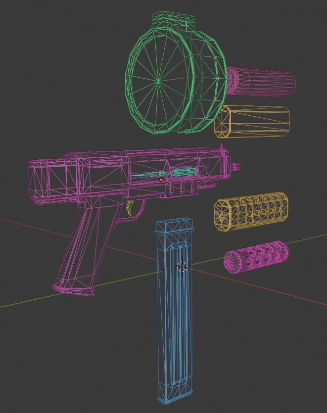 High quality non-branded semi-automatic gun kit Low-poly 3D model_5
