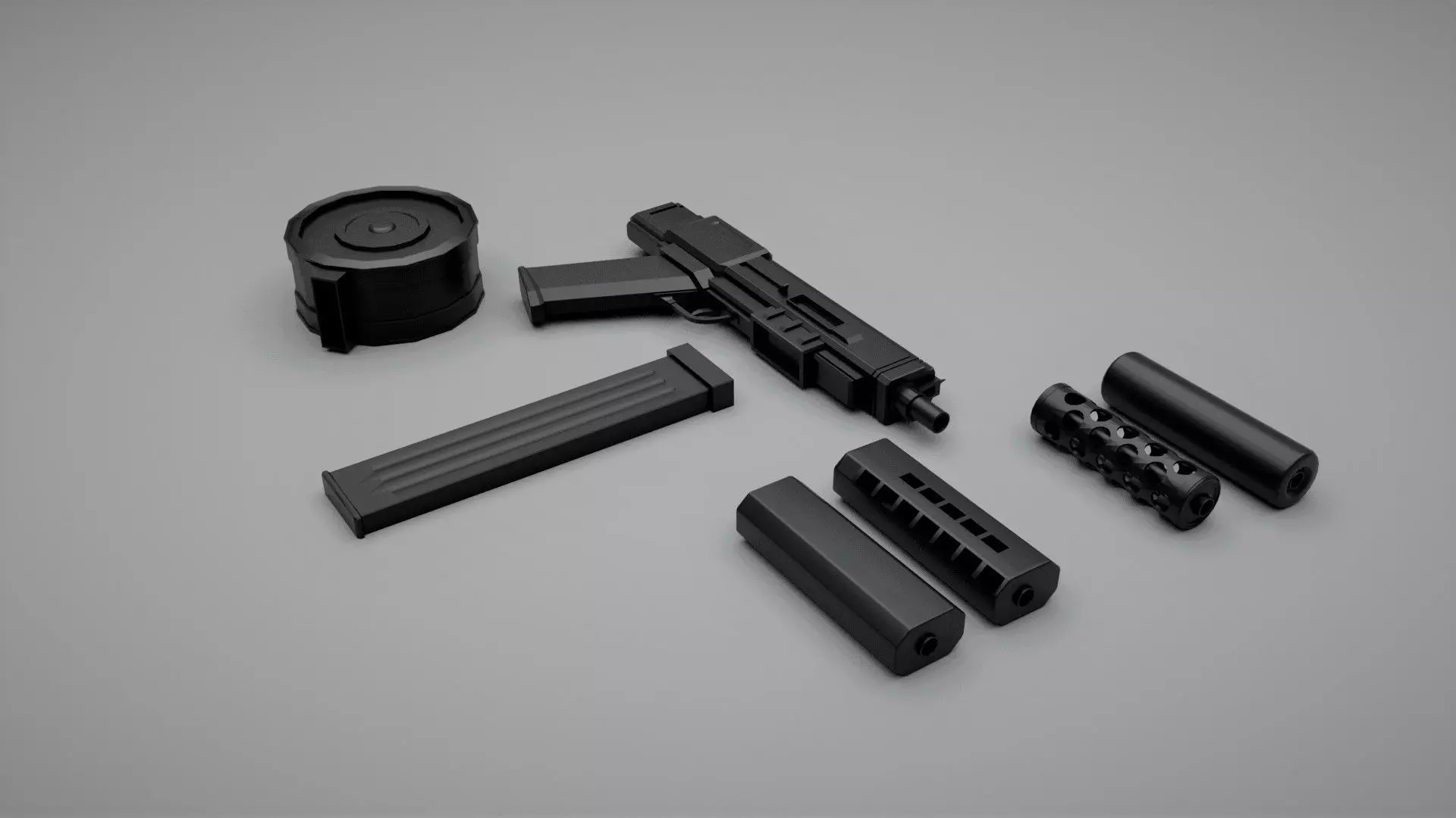 High quality non-branded semi-automatic gun kit Low-poly 3D model_0