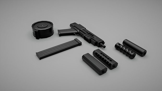 Generic semi-automatic gun Low-poly 3D model