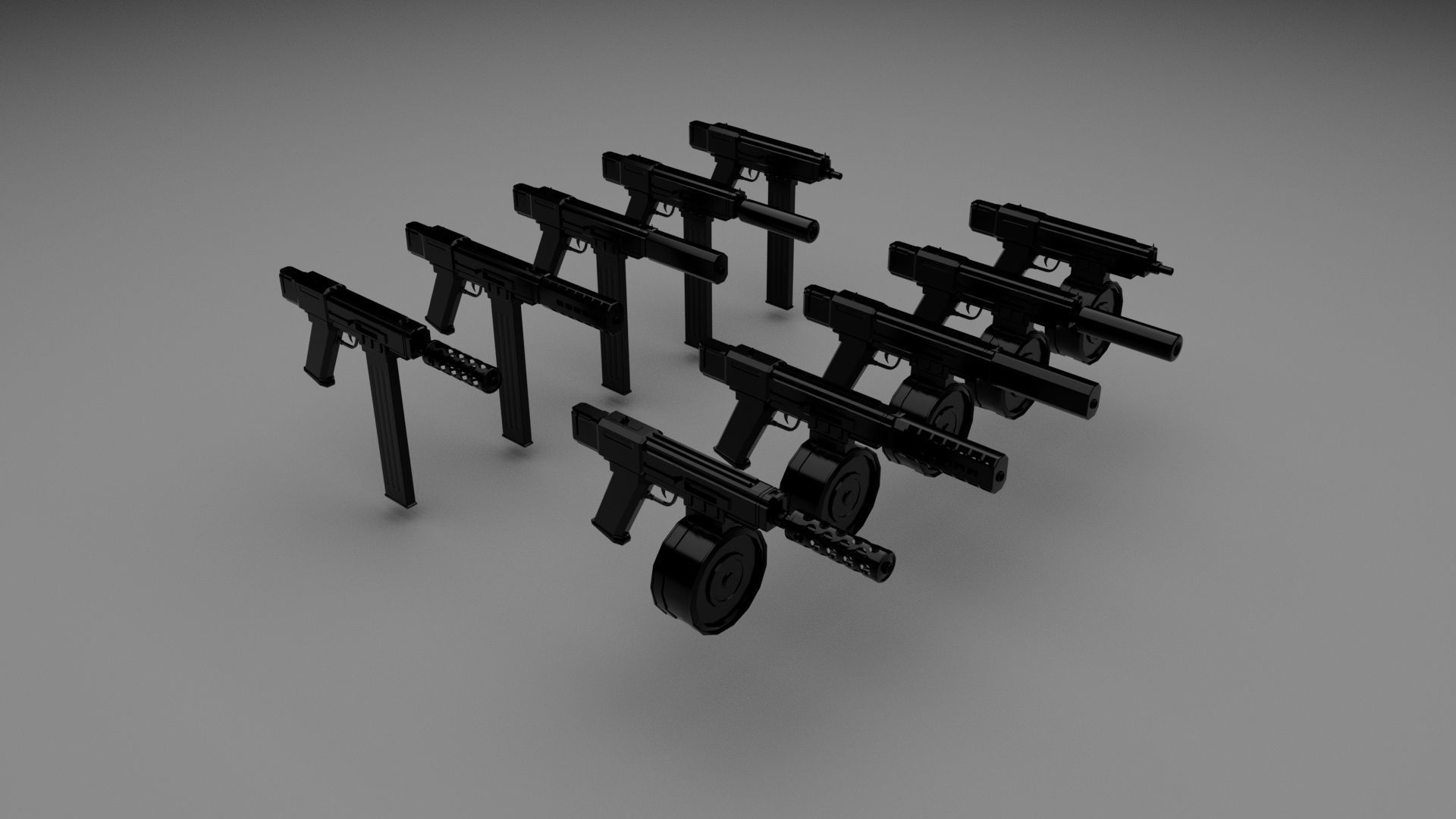 High quality non-branded semi-automatic gun kit Low-poly 3D model_3