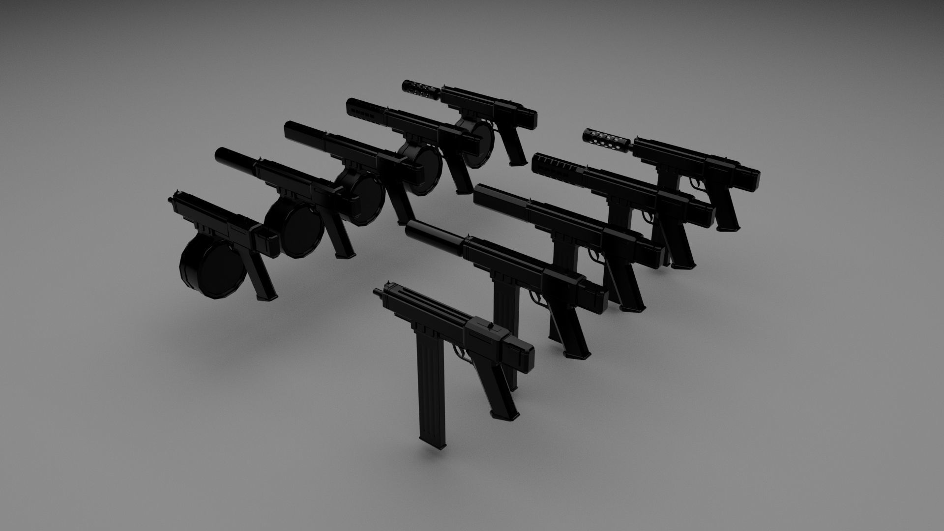 High quality non-branded semi-automatic gun kit Low-poly 3D model_1