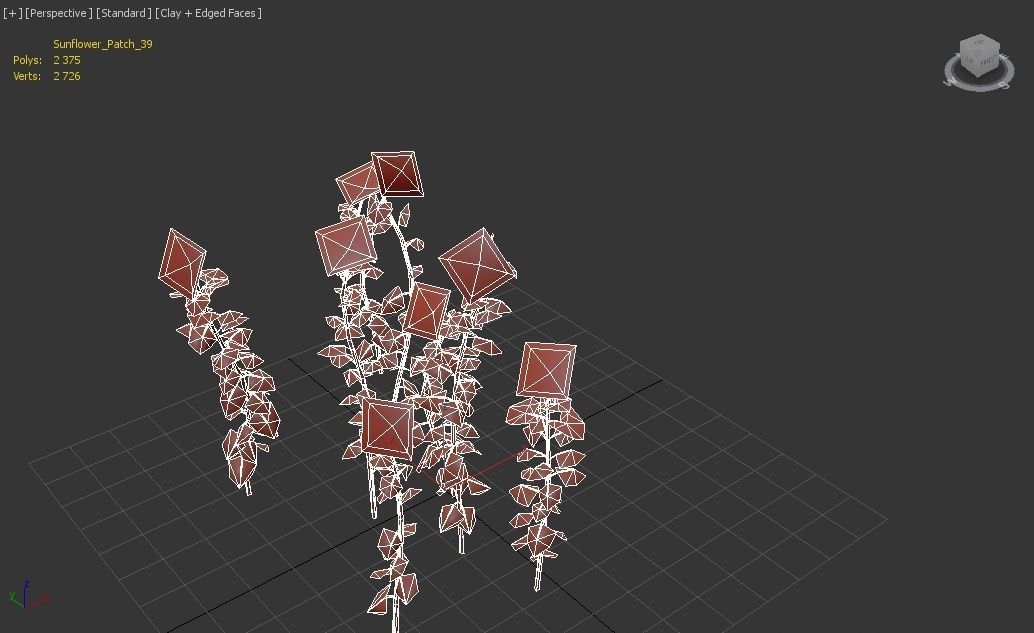 Sunflower Patch Low-poly 3D model_5