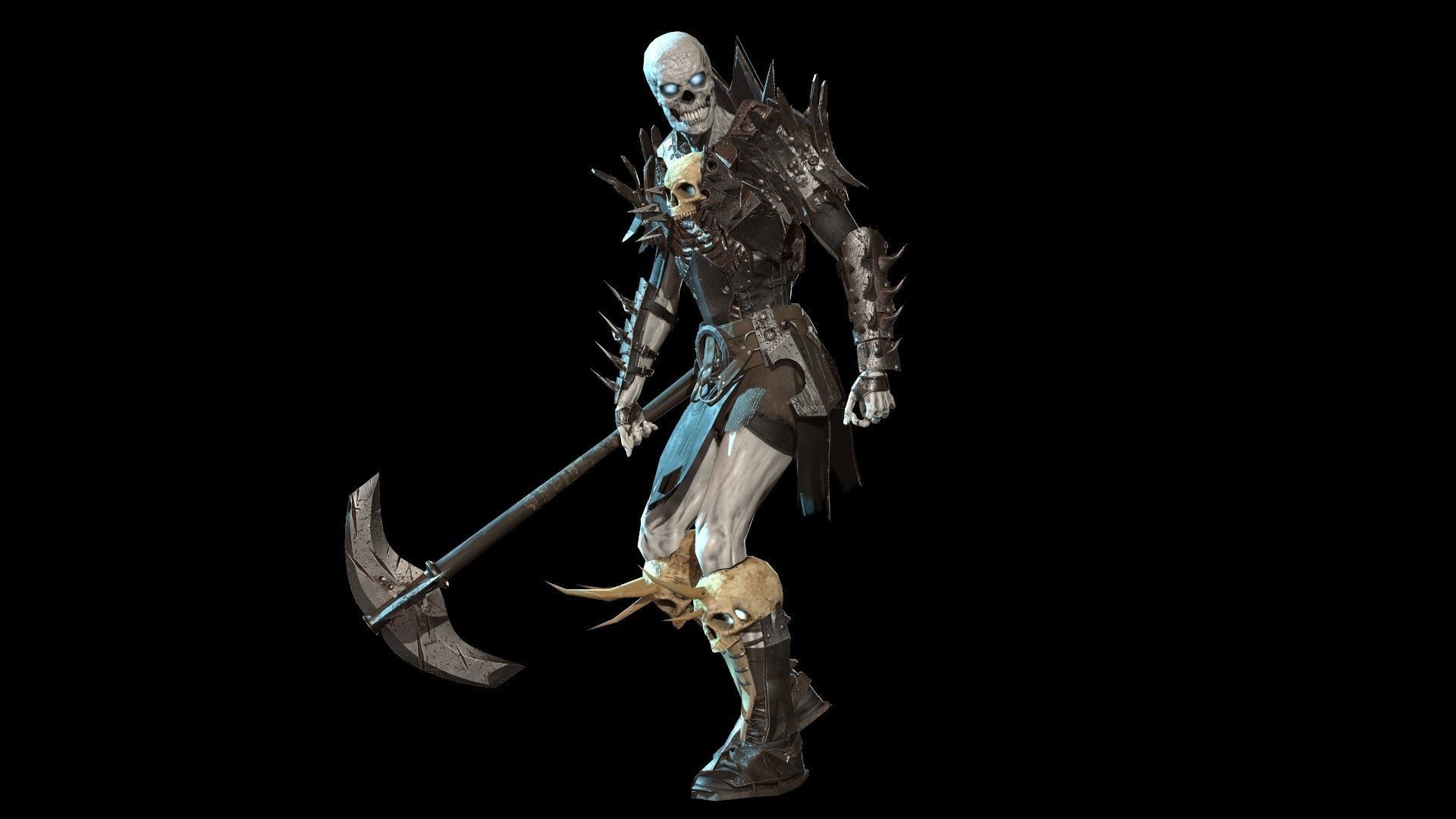 Skeleton warrior 1 Low-poly 3D model_9