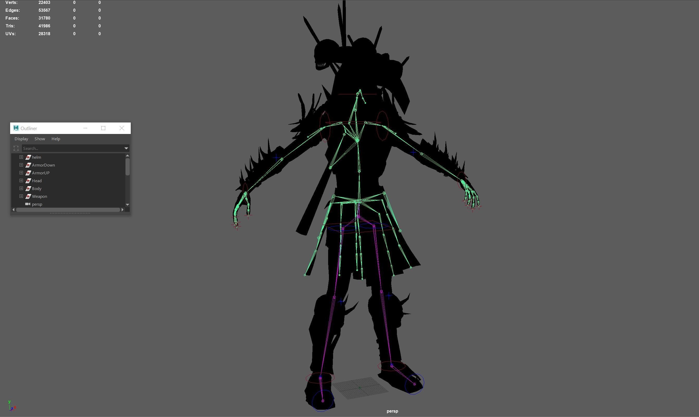 Skeleton warrior 1 Low-poly 3D model_13