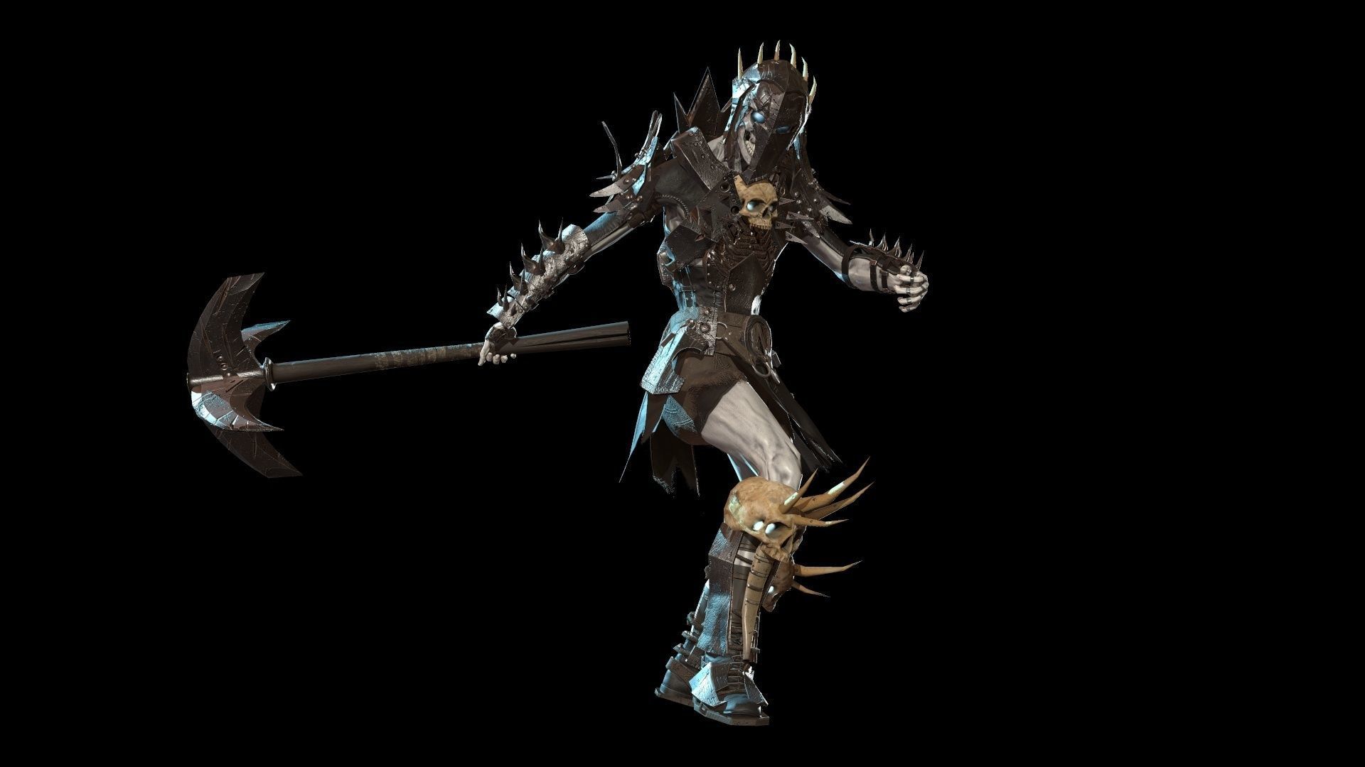 Skeleton warrior 1 Low-poly 3D model_12