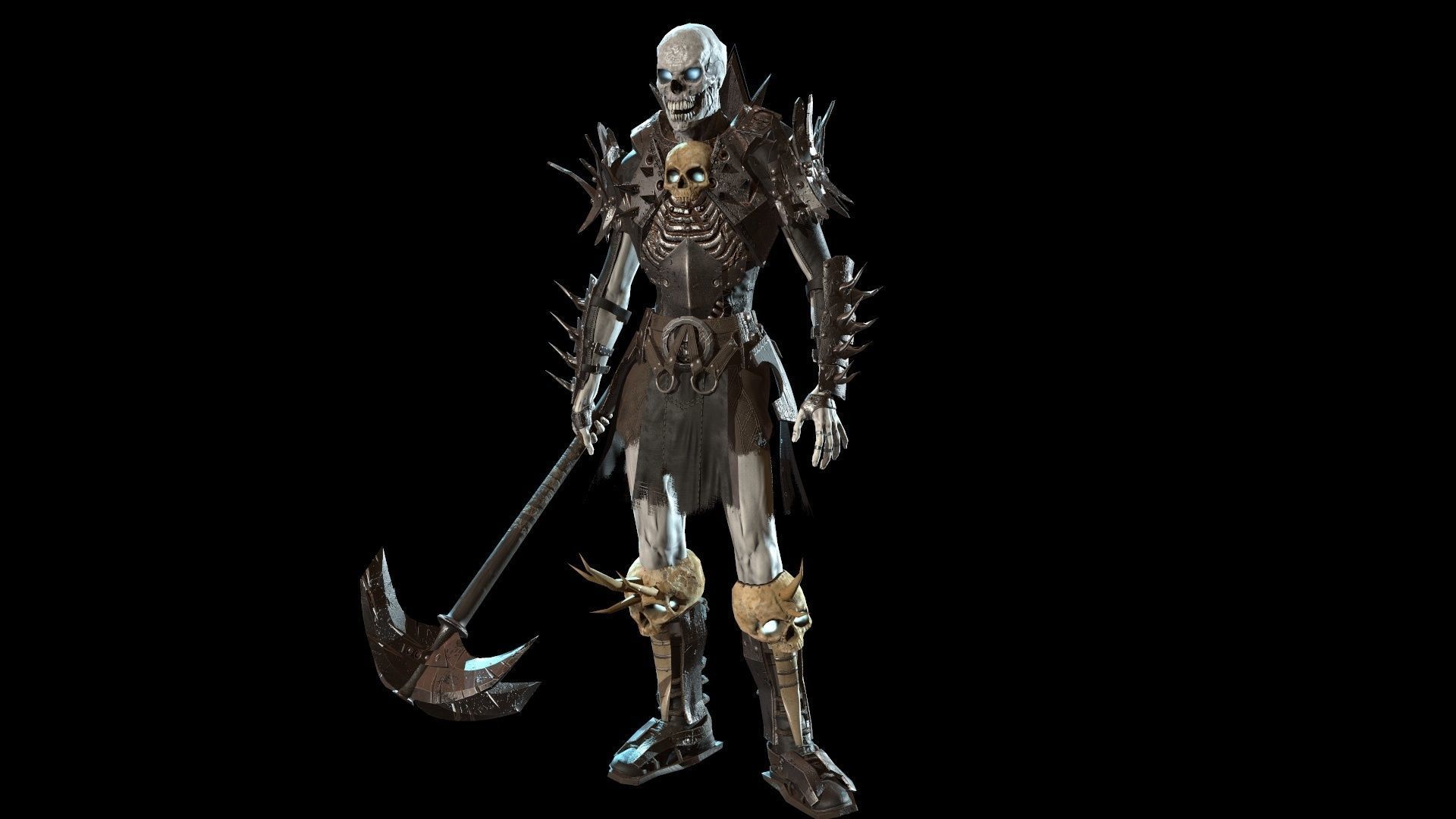 Skeleton warrior 1 Low-poly 3D model_4