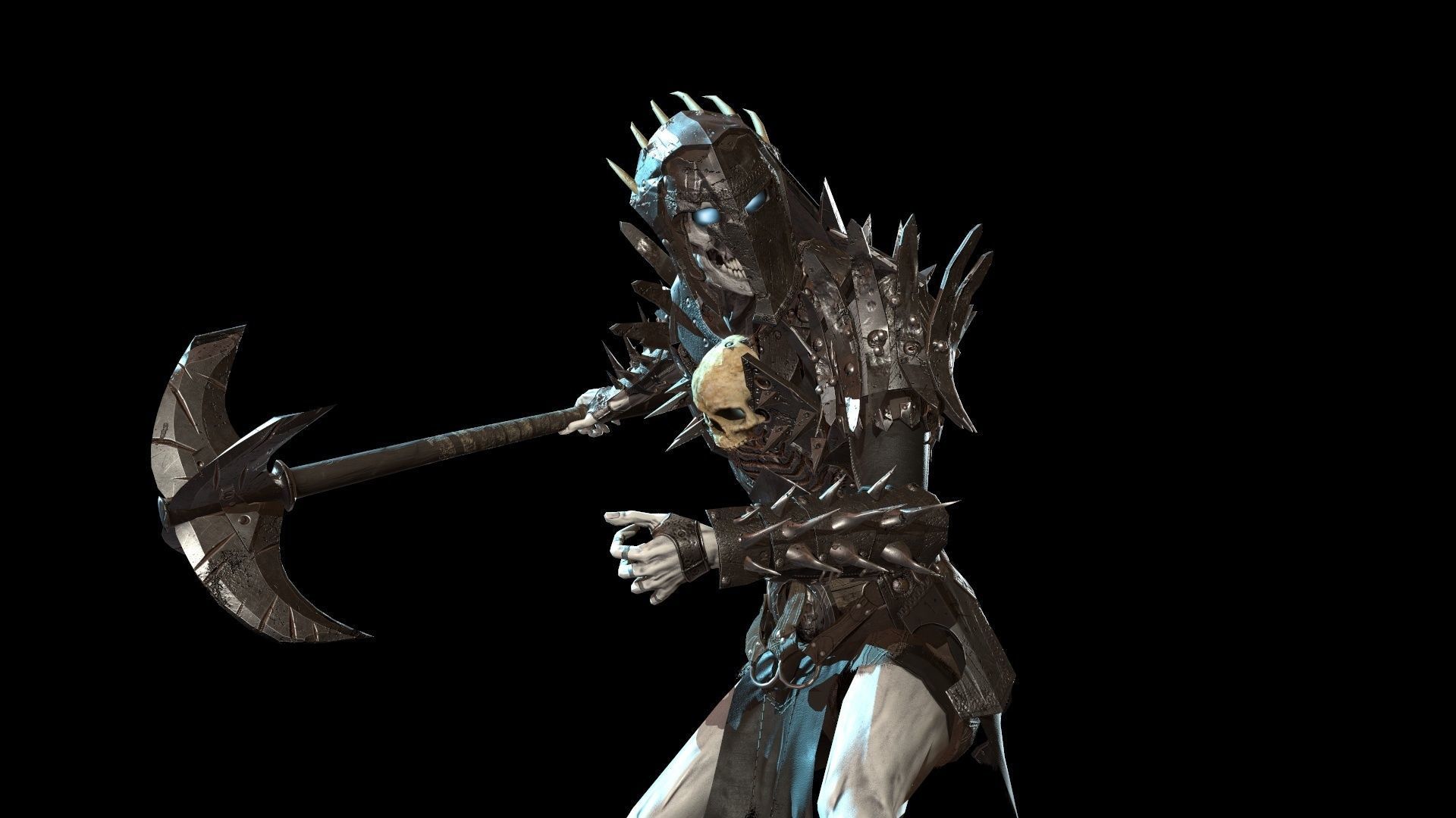 Skeleton warrior 1 Low-poly 3D model_3