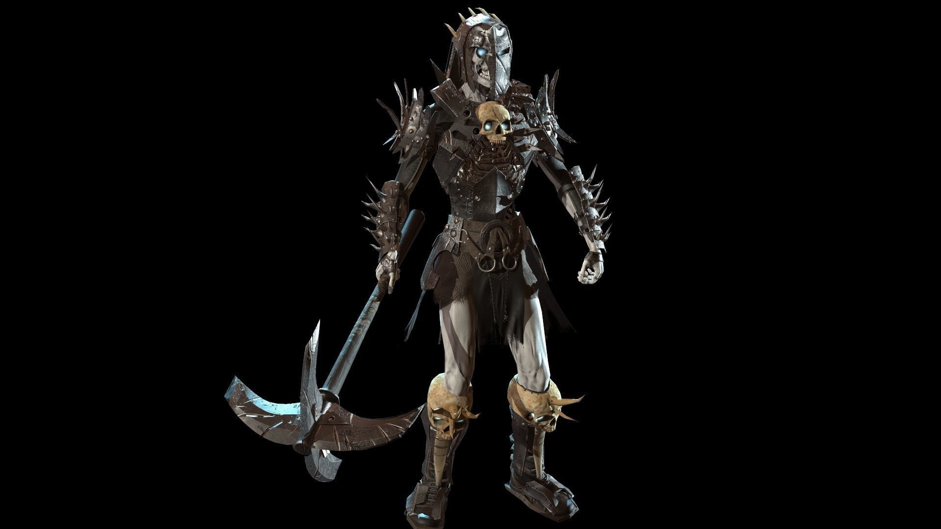 Skeleton warrior 1 Low-poly 3D model_6